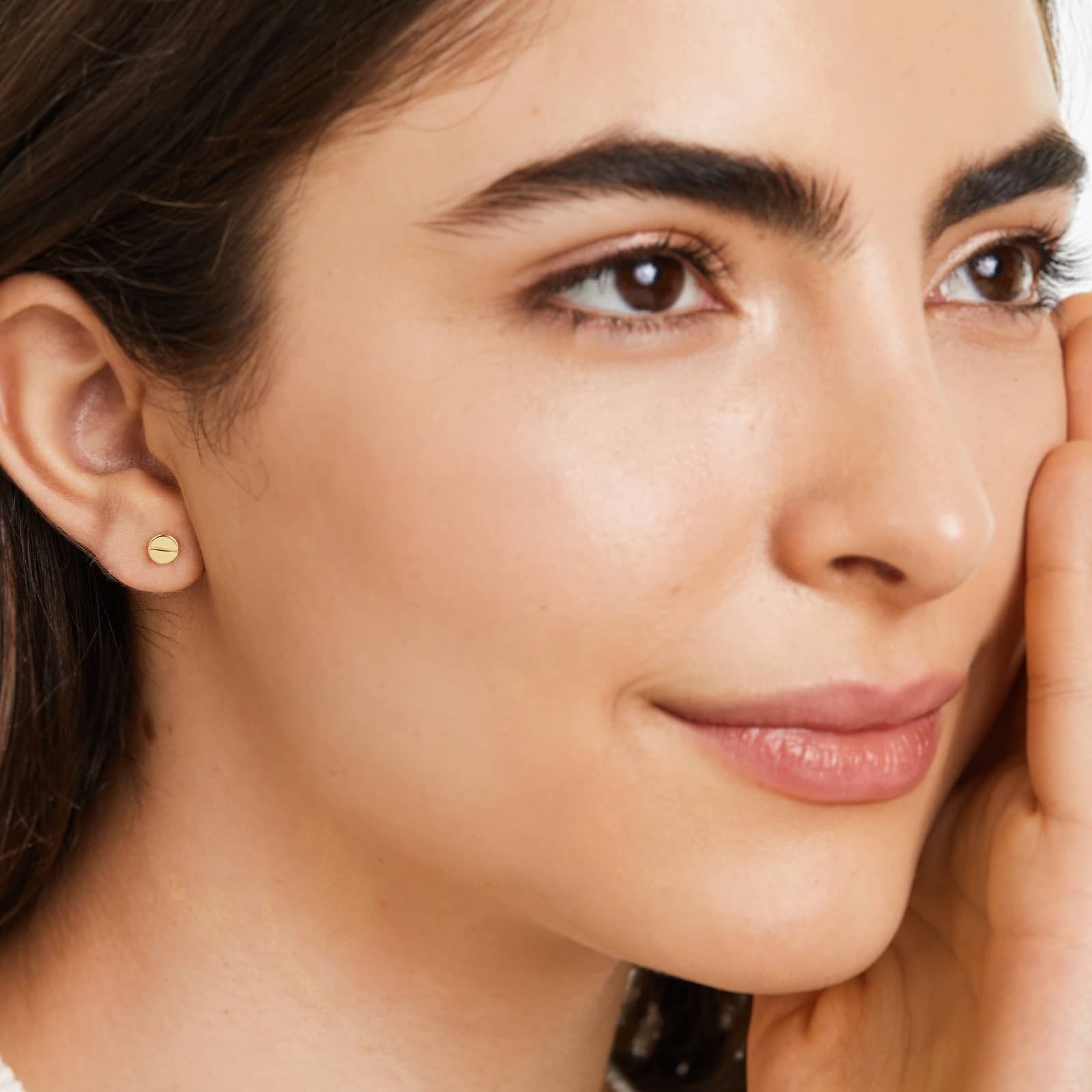 Slotted Disk Stud Earrings In 14K Yellow Gold