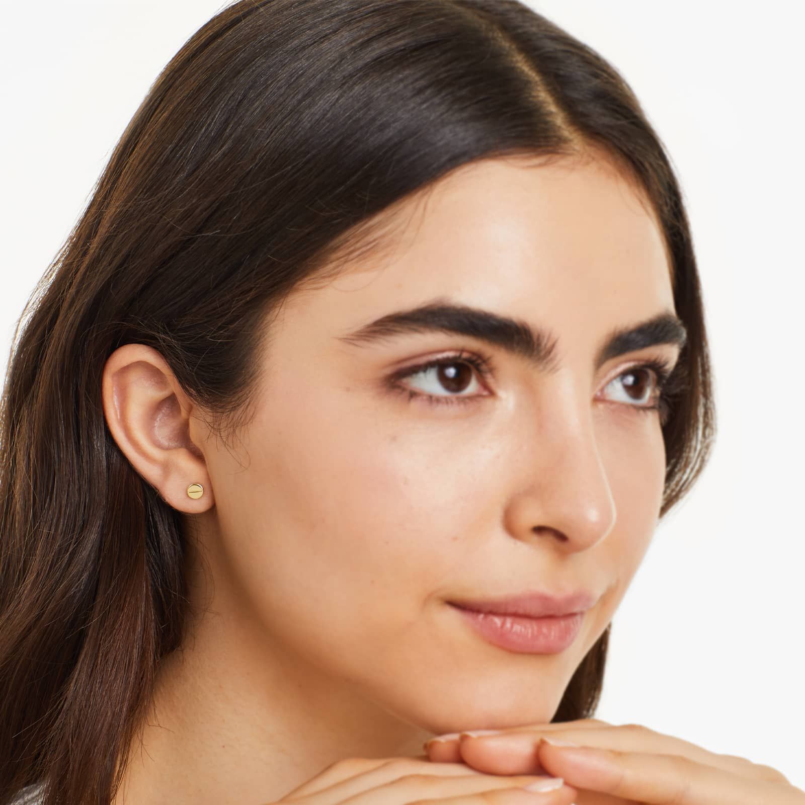 Slotted Disk Stud Earrings In 14K Yellow Gold