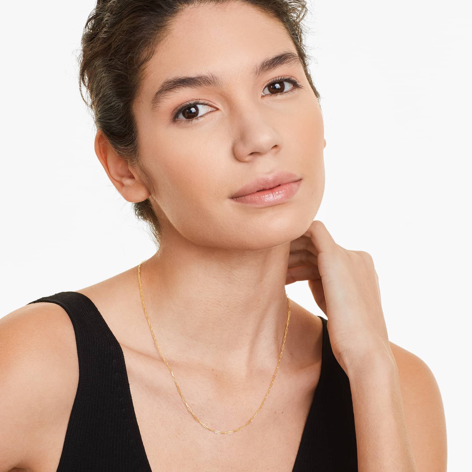 14K Yellow Gold 1.5mm Dainty Paperclip Chain