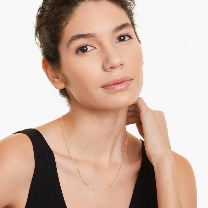 14K Yellow Gold 1.5mm Dainty Paperclip Chain