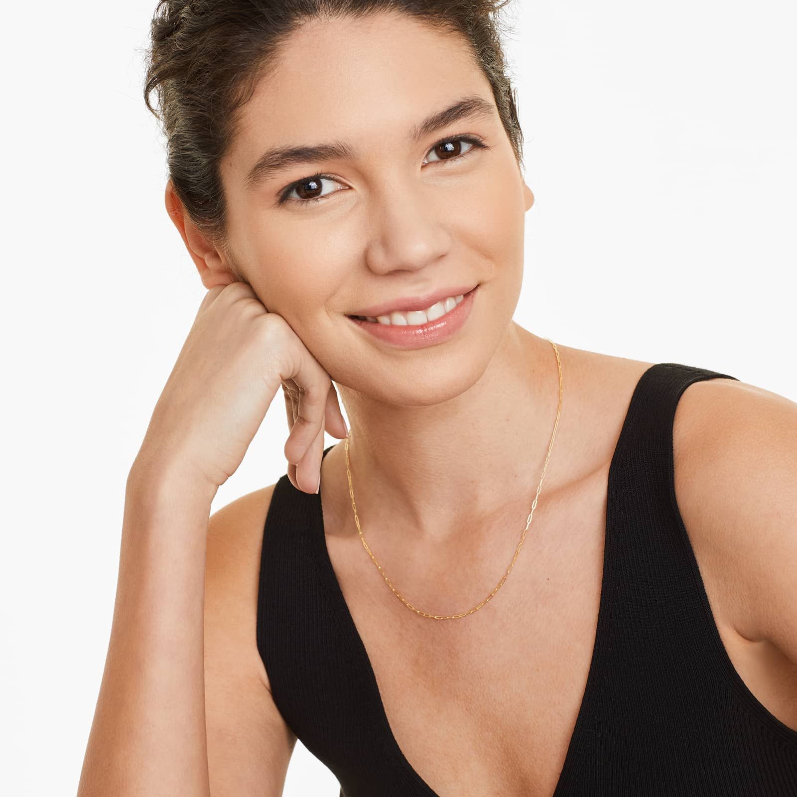 14K Yellow Gold 1.5mm Dainty Paperclip Chain