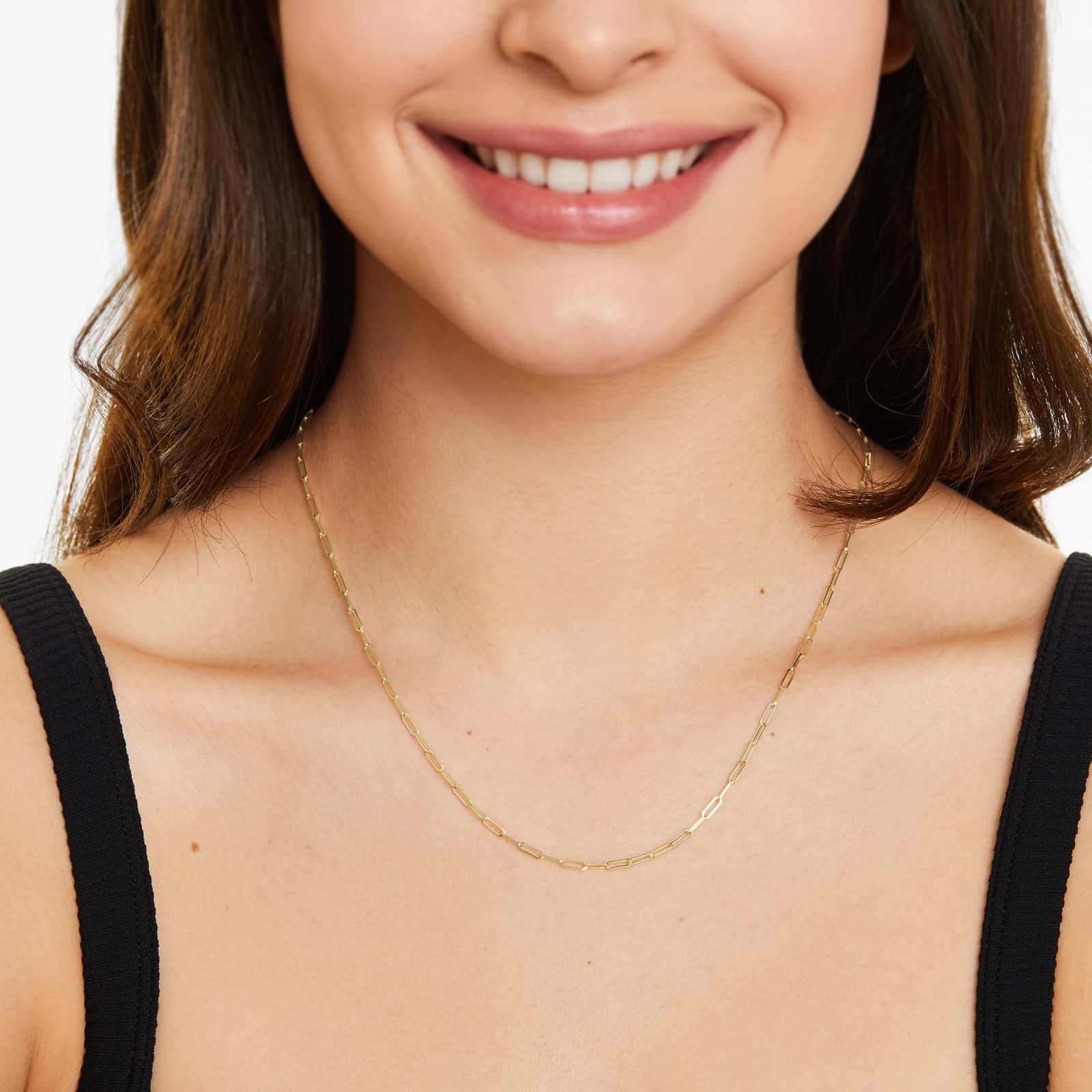 14K Yellow Gold 2.1mm Medium Paperclip Chain