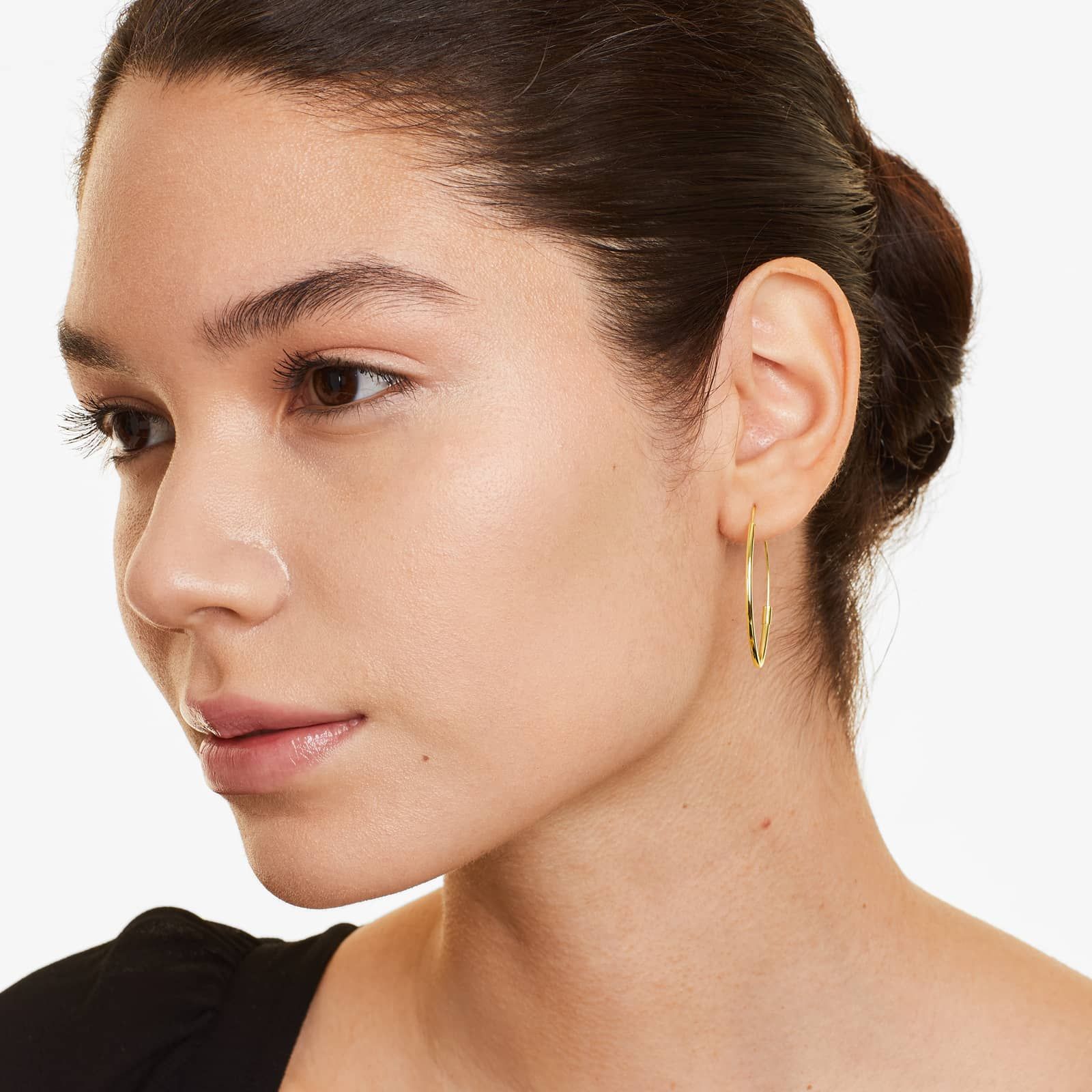 Elliptic Hoop Earrings In 14K Yellow Gold