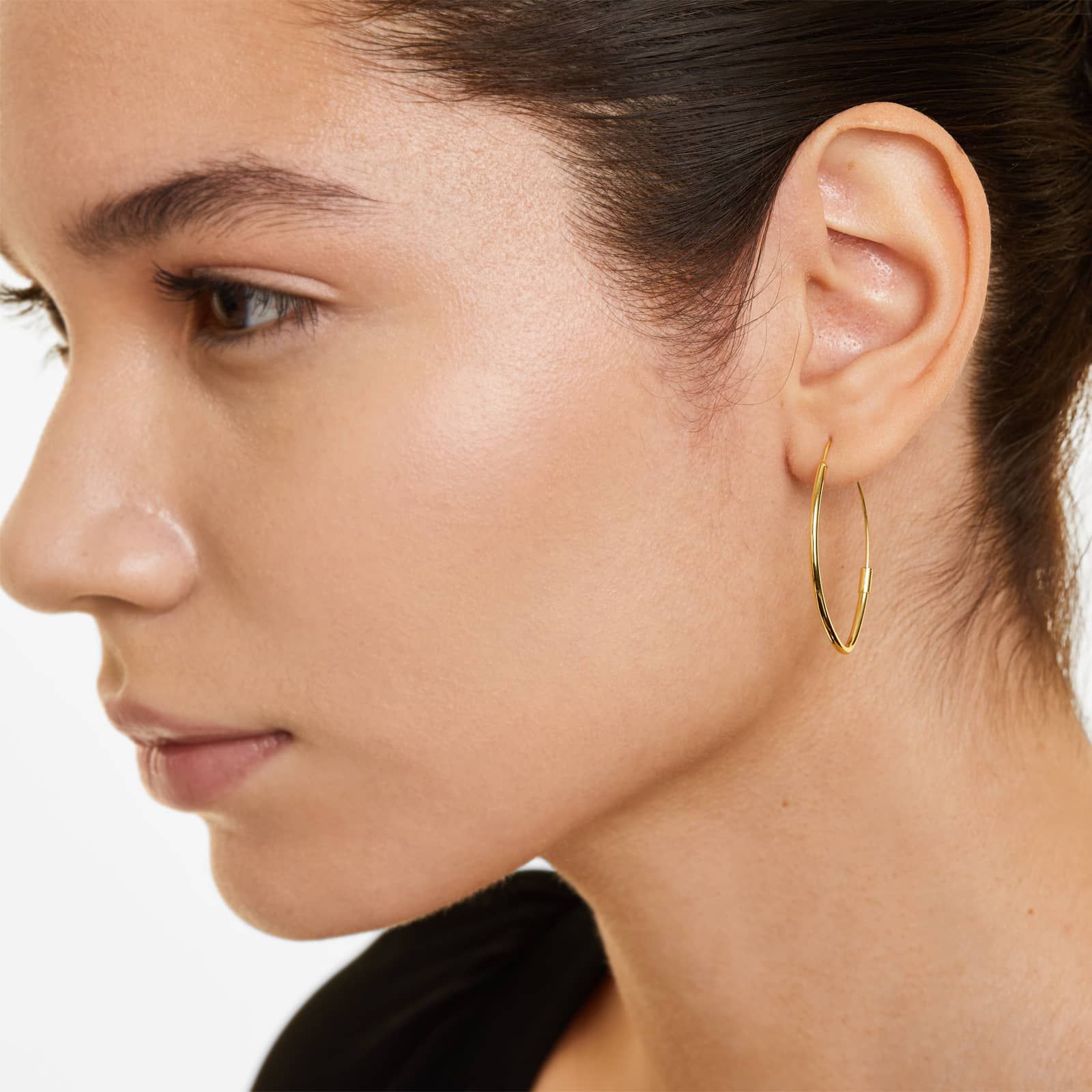Elliptic Hoop Earrings In 14K Yellow Gold