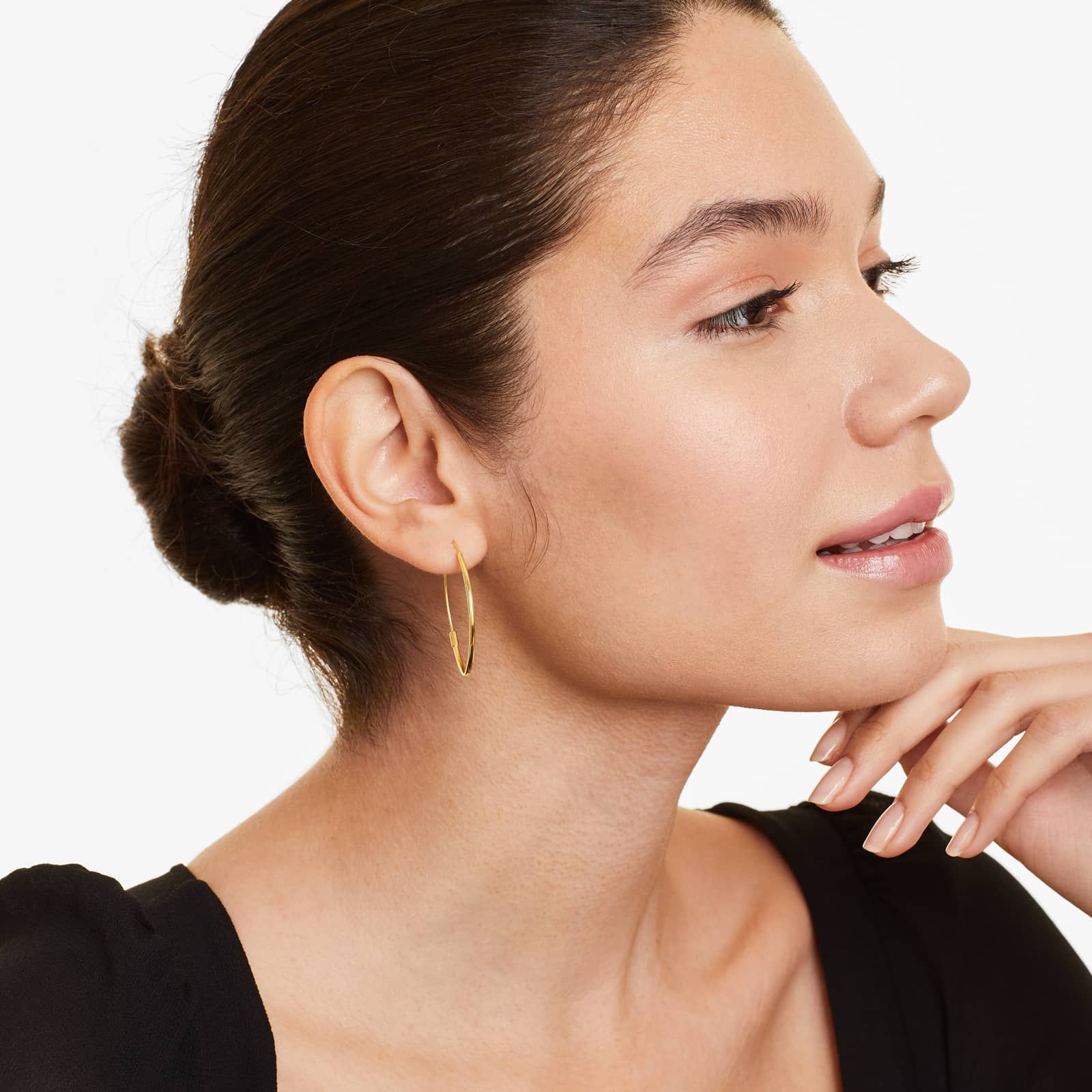 Elliptic Hoop Earrings In 14K Yellow Gold