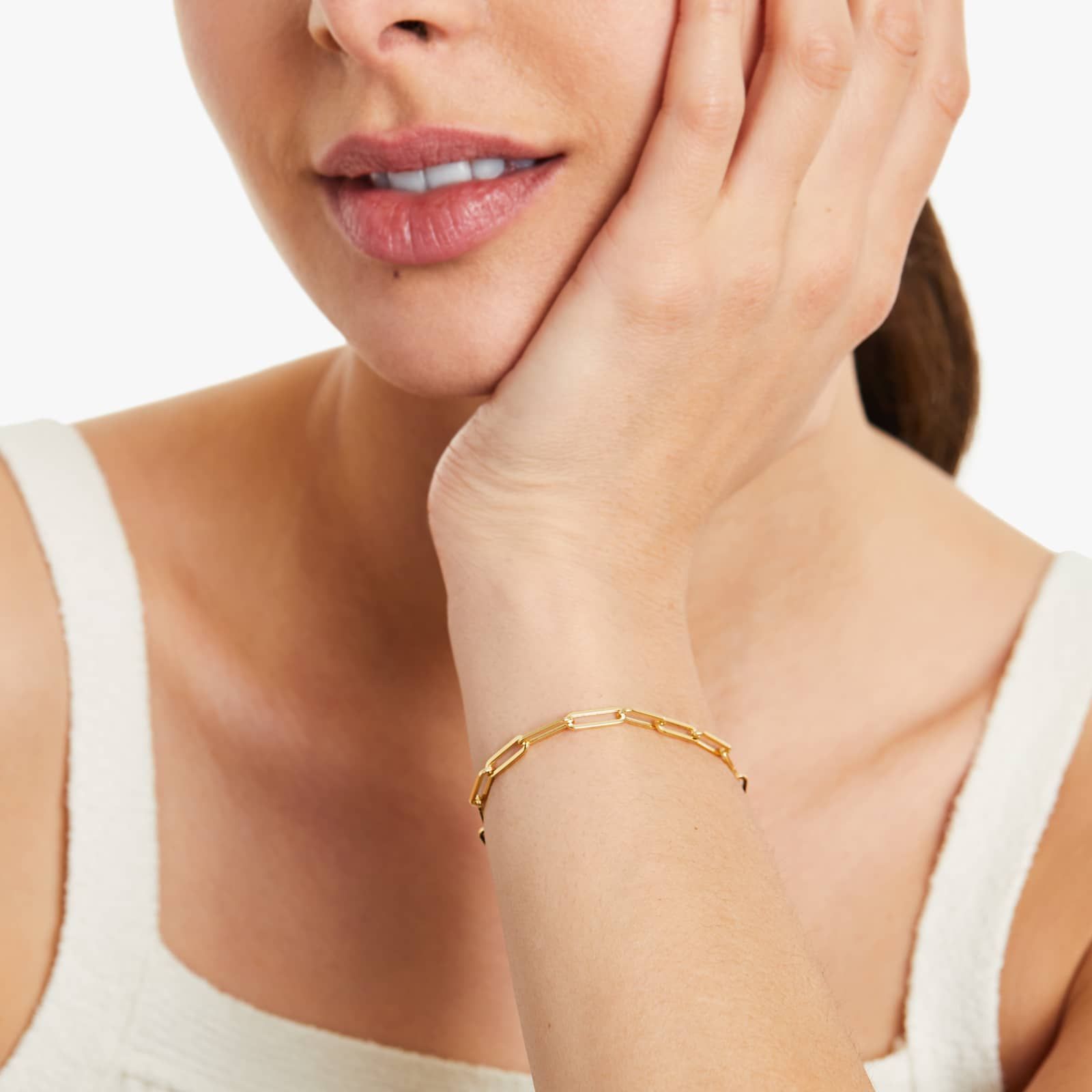 Paperclip Chain Bracelet In 14K Yellow Gold