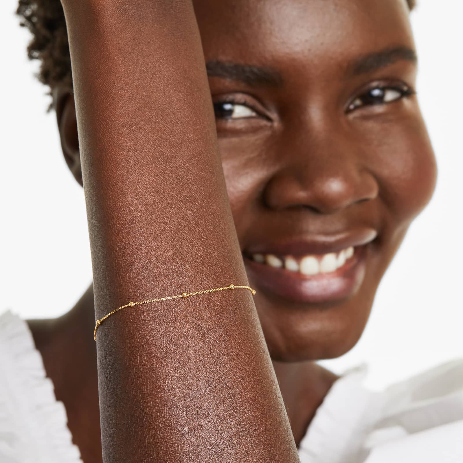 Ball Station Bracelet In 14K Yellow Gold