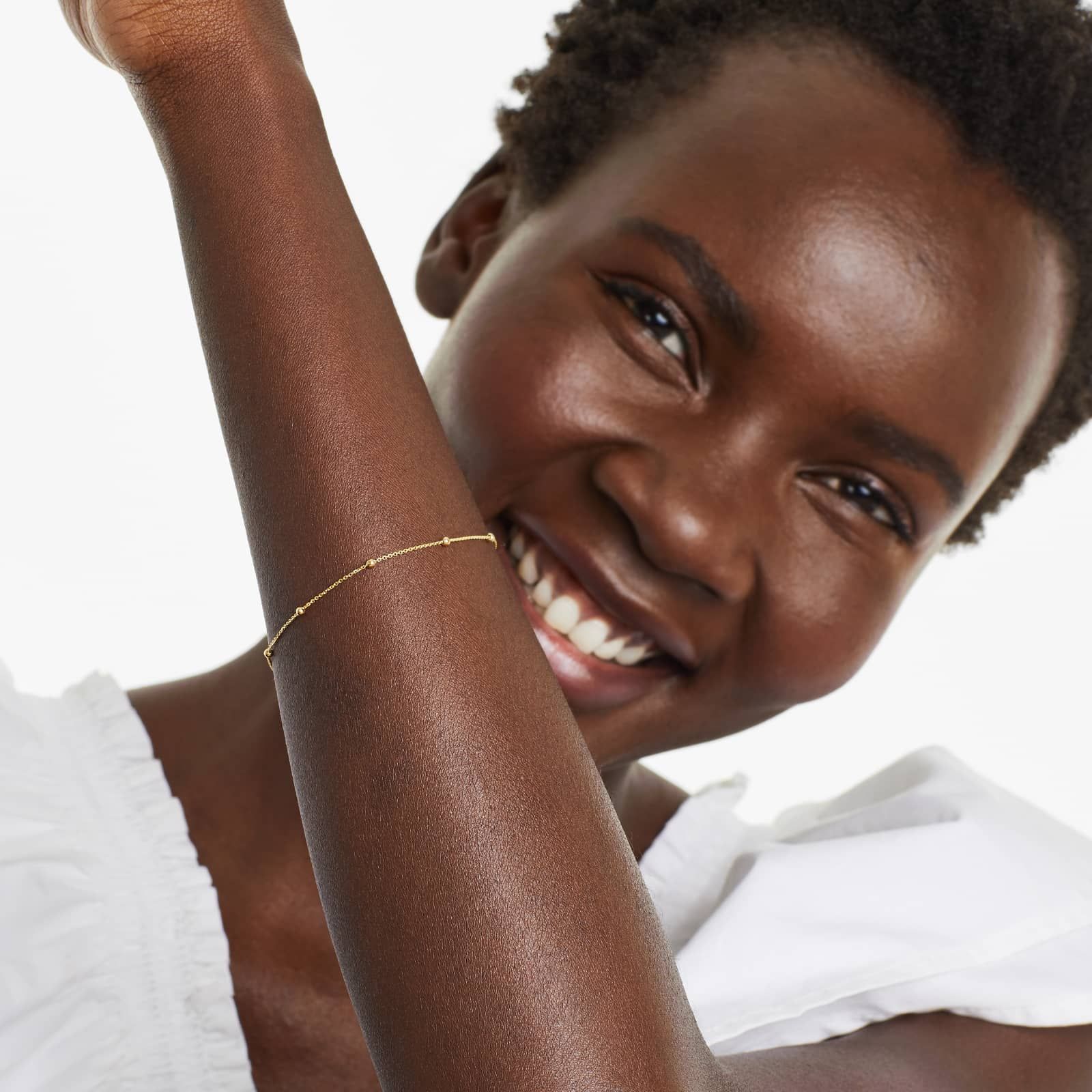 Ball Station Bracelet In 14K Yellow Gold