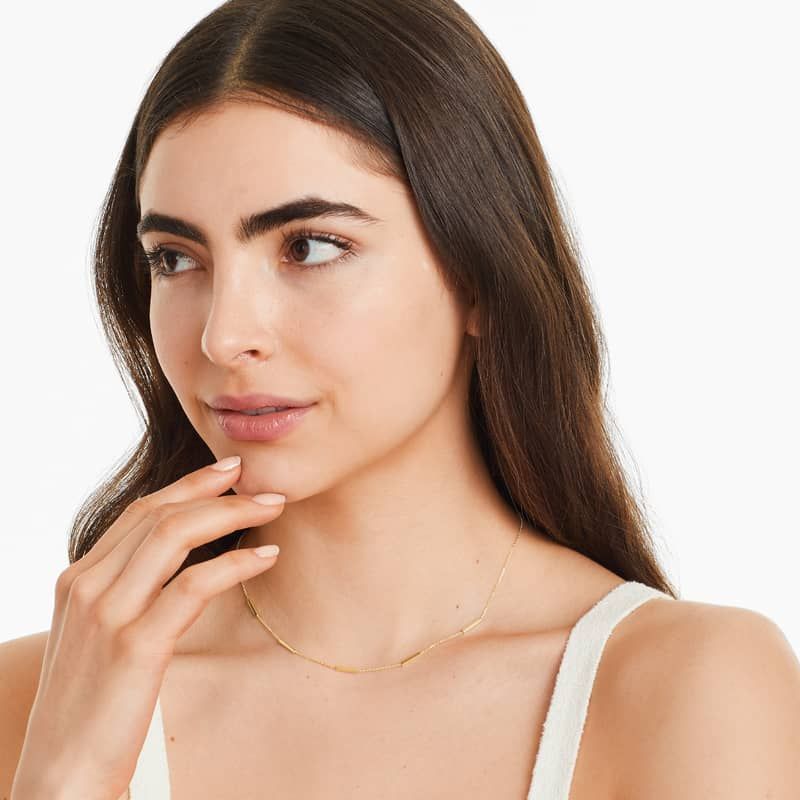 14K Yellow Gold Five Piece Bar Station Choker Necklace