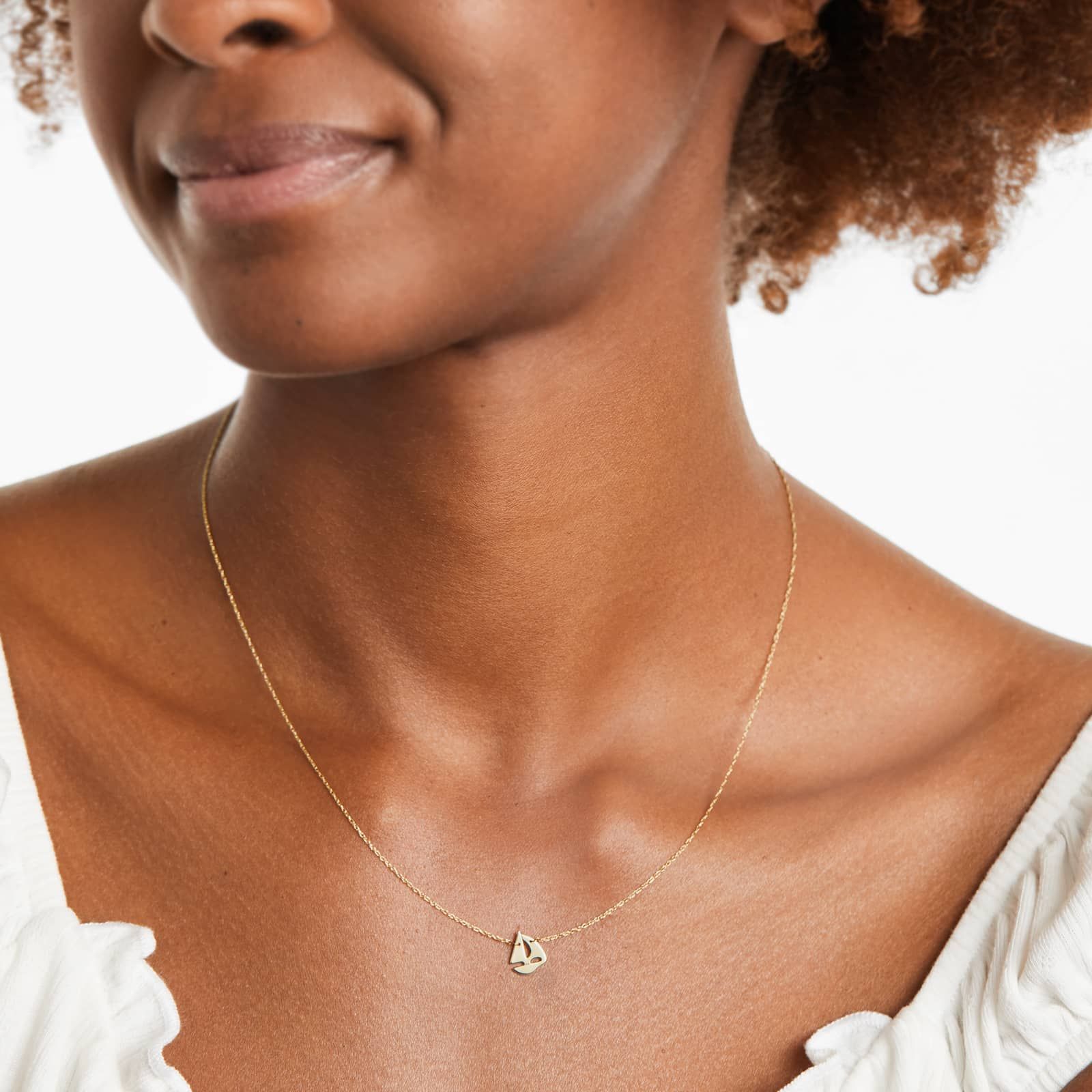 14K Yellow Gold Mini Sailboat Necklace