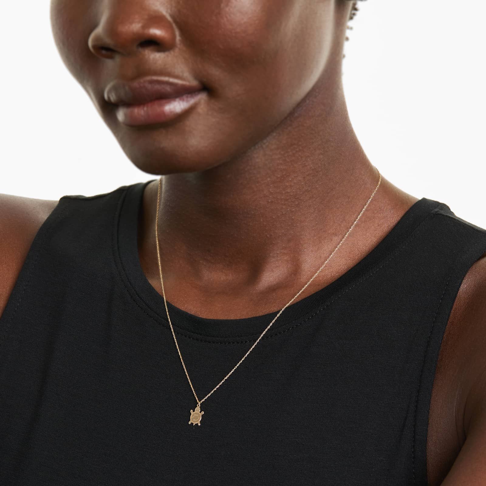 14K Yellow Gold Mini Turtle Necklace