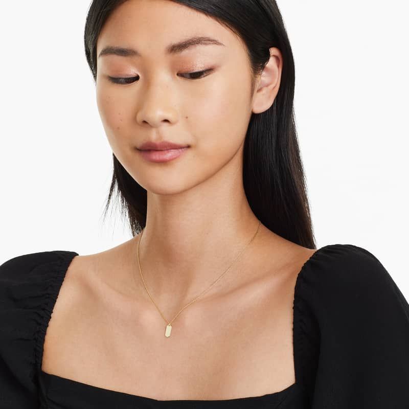 14K Yellow Gold Mini Dog Tag Necklace