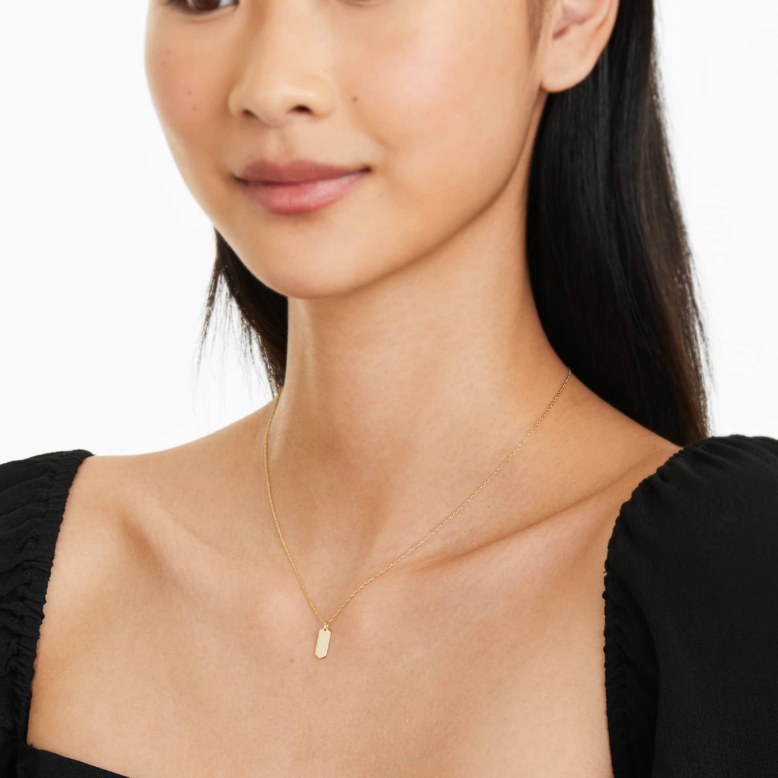 14K Yellow Gold Mini Dog Tag Necklace