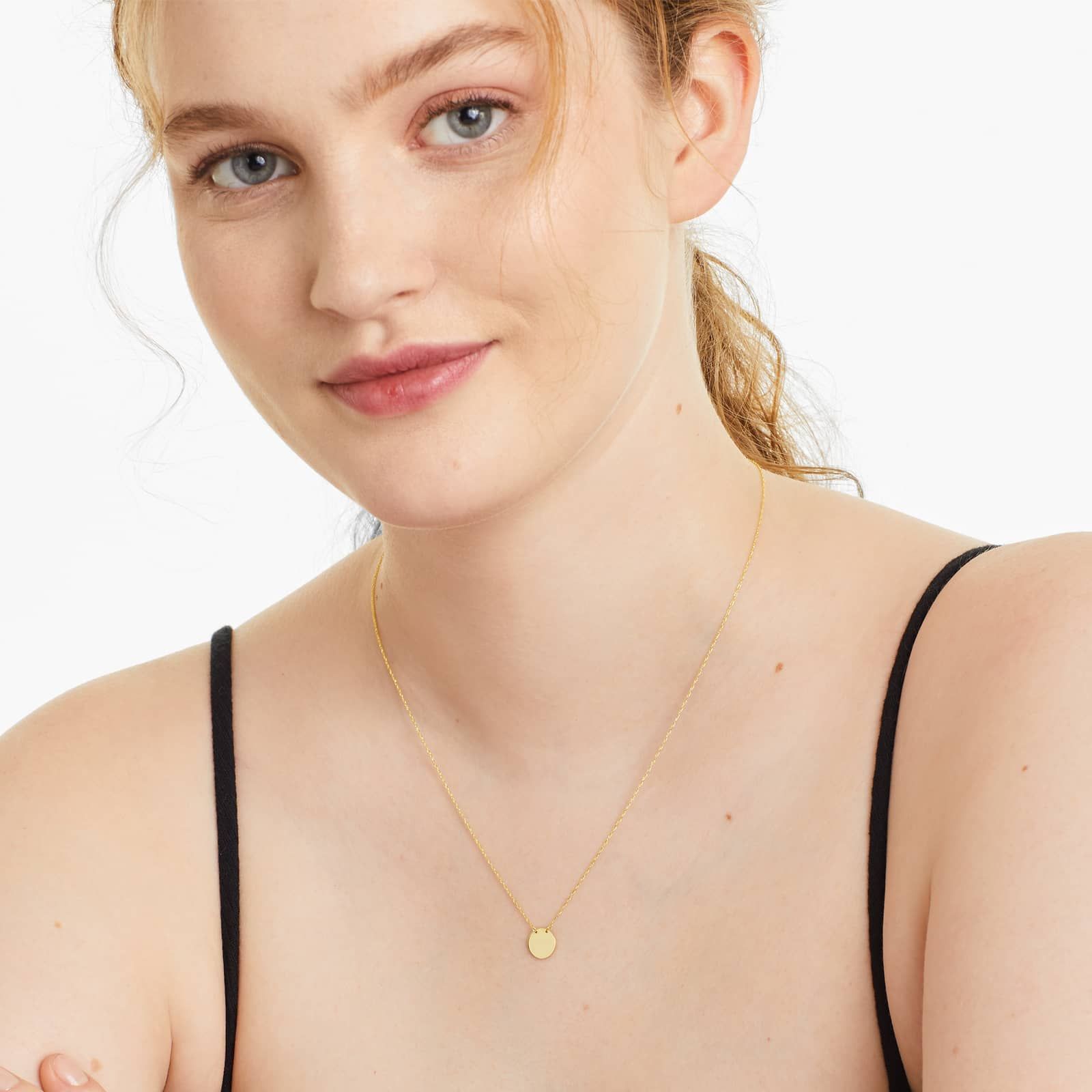 14K Yellow Gold Mini Disk Necklace