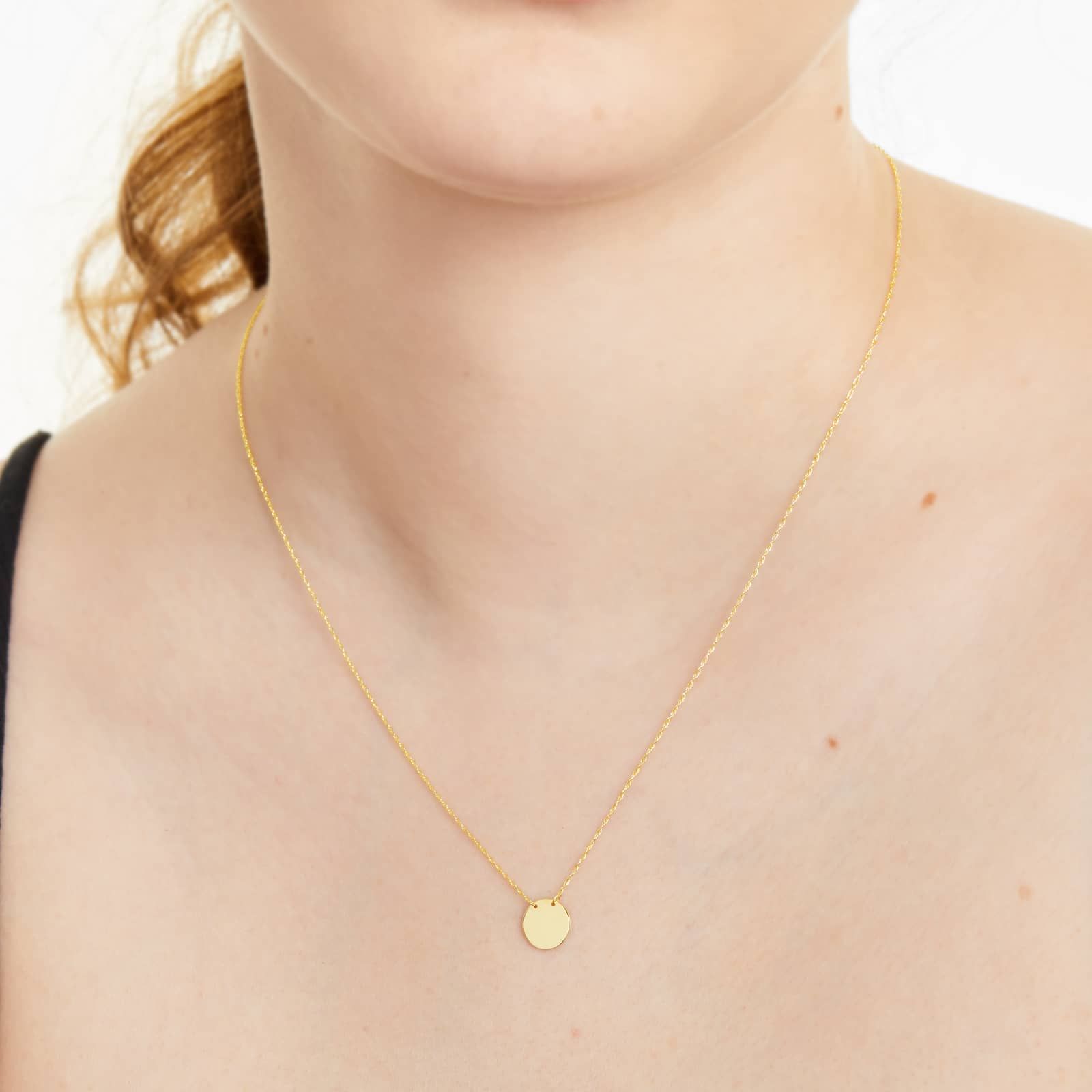 14K Yellow Gold Mini Disk Necklace