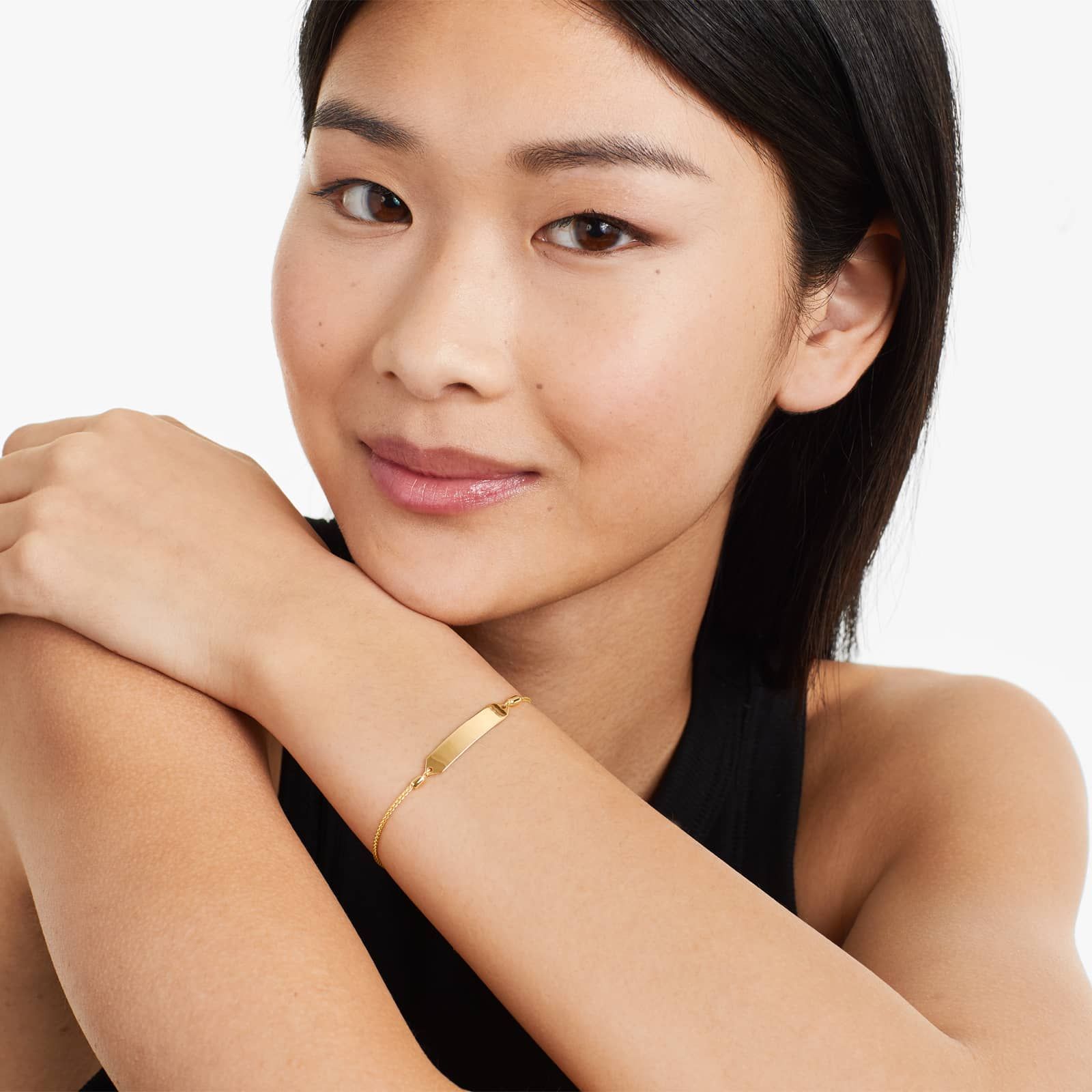 Elongated Hexagon Plate Bolo Bracelet In 14K Yellow Gold