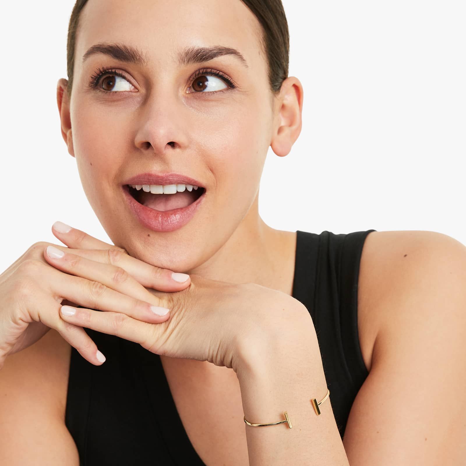 Staple Cuff Bangle In 14K Yellow Gold