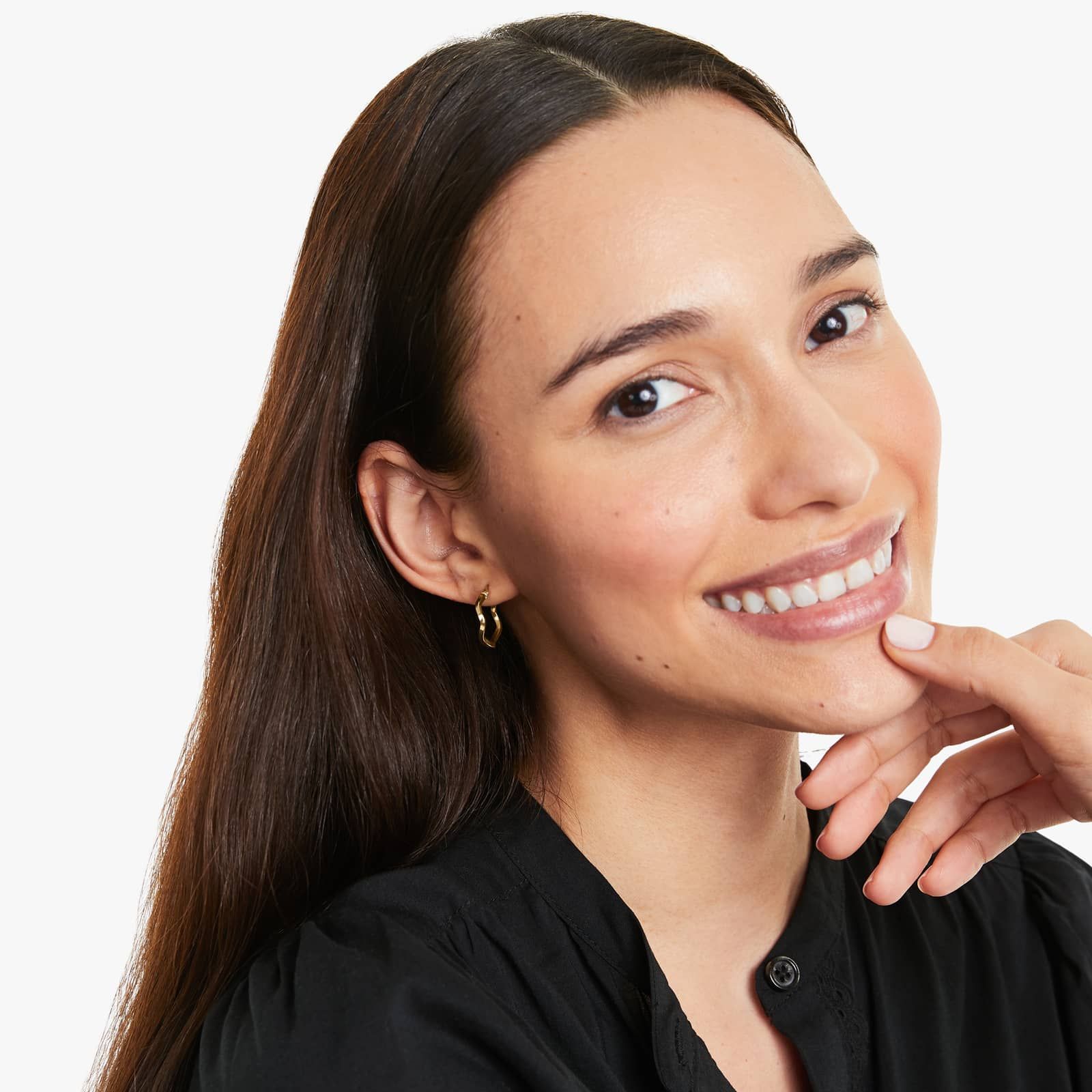 Wavy Hoop Earrings In 14K Yellow Gold