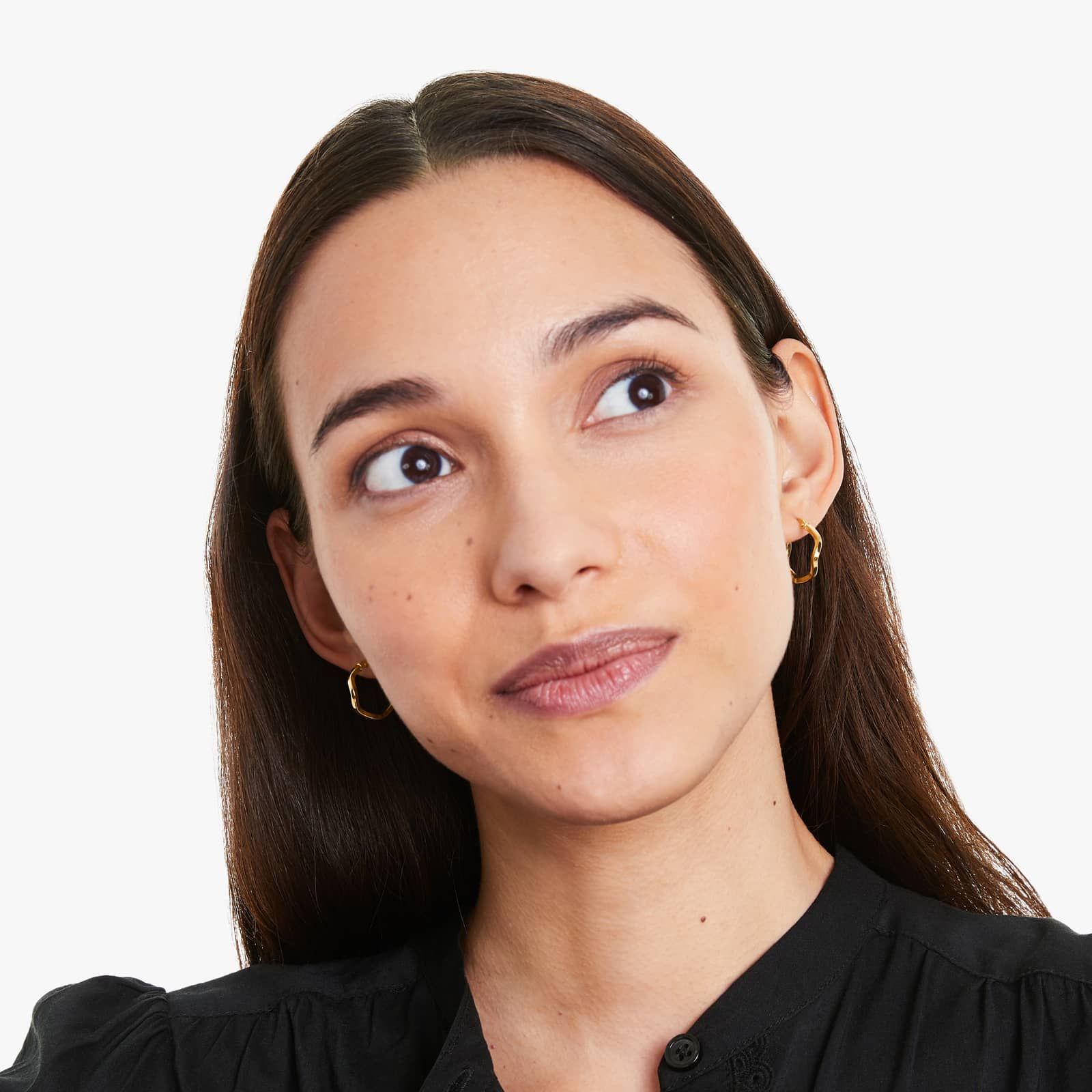 Wavy Hoop Earrings In 14K Yellow Gold