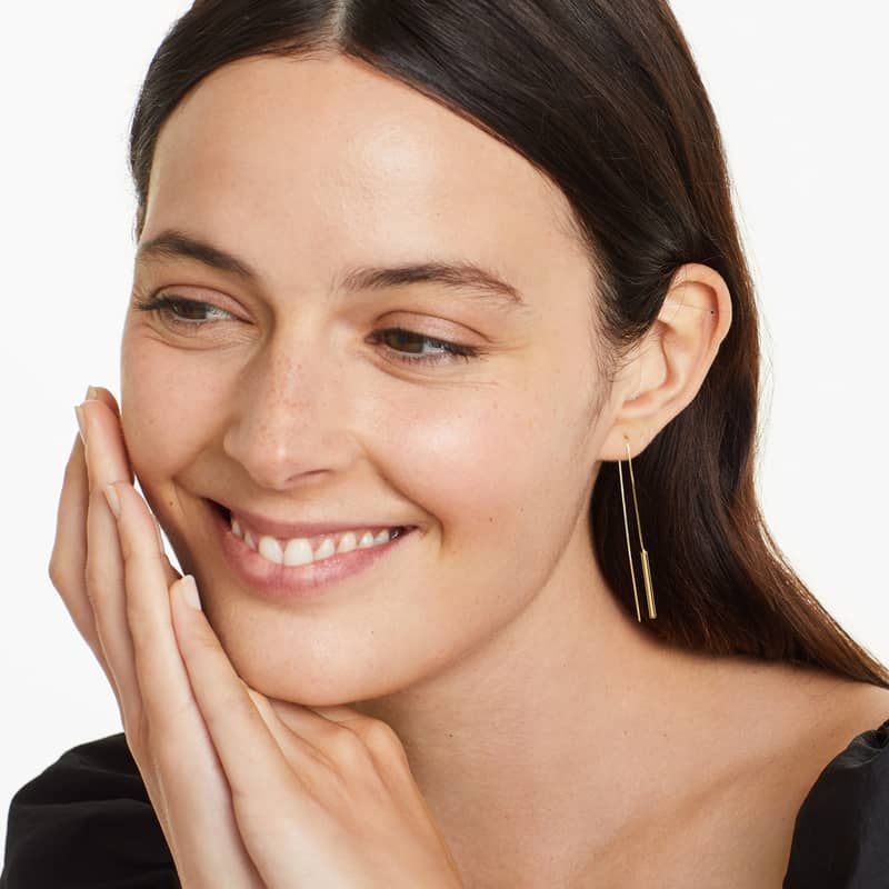 Bar Threader Earrings In 14K Yellow Gold