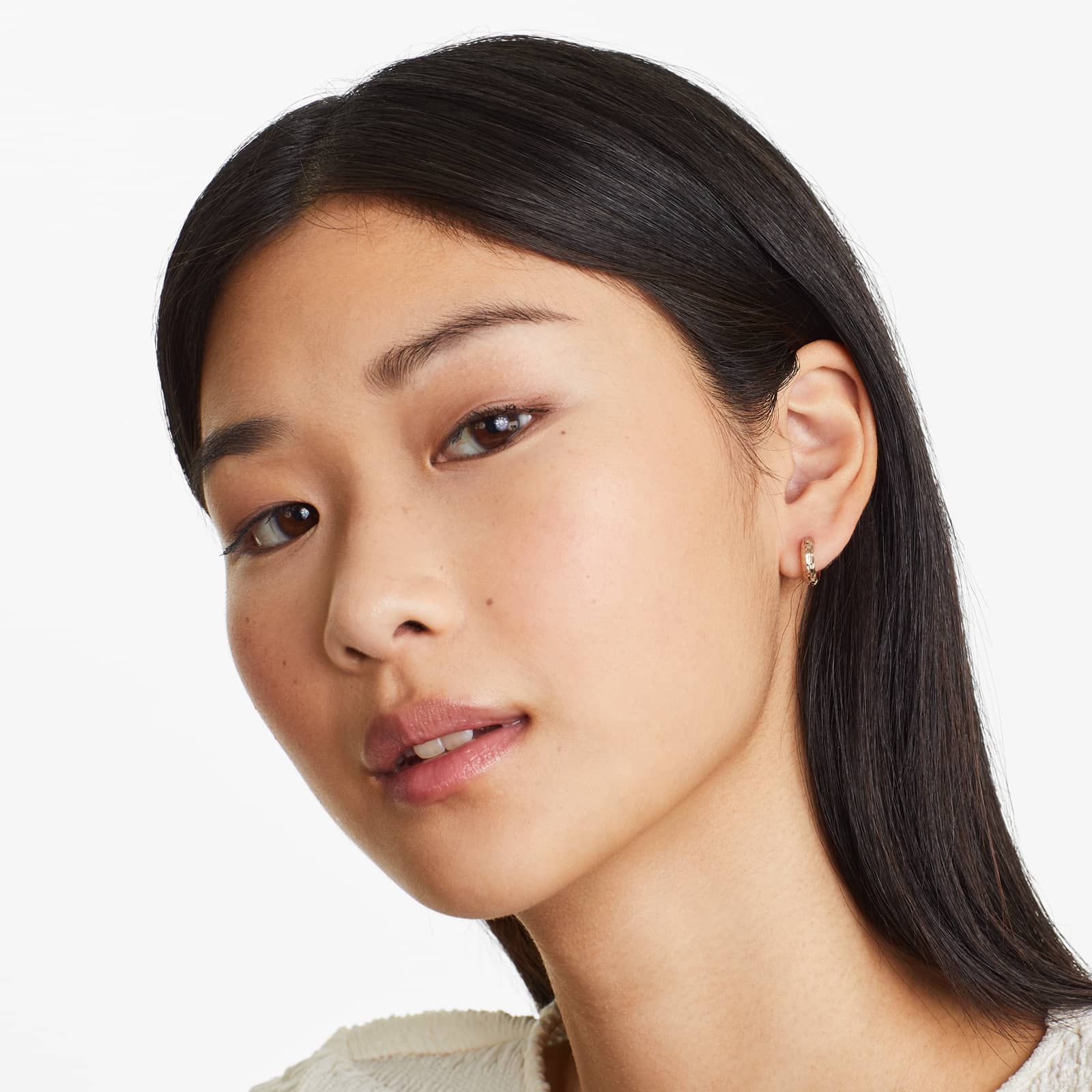 Faceted Huggie Hoop Earrings In 14K Yellow Gold