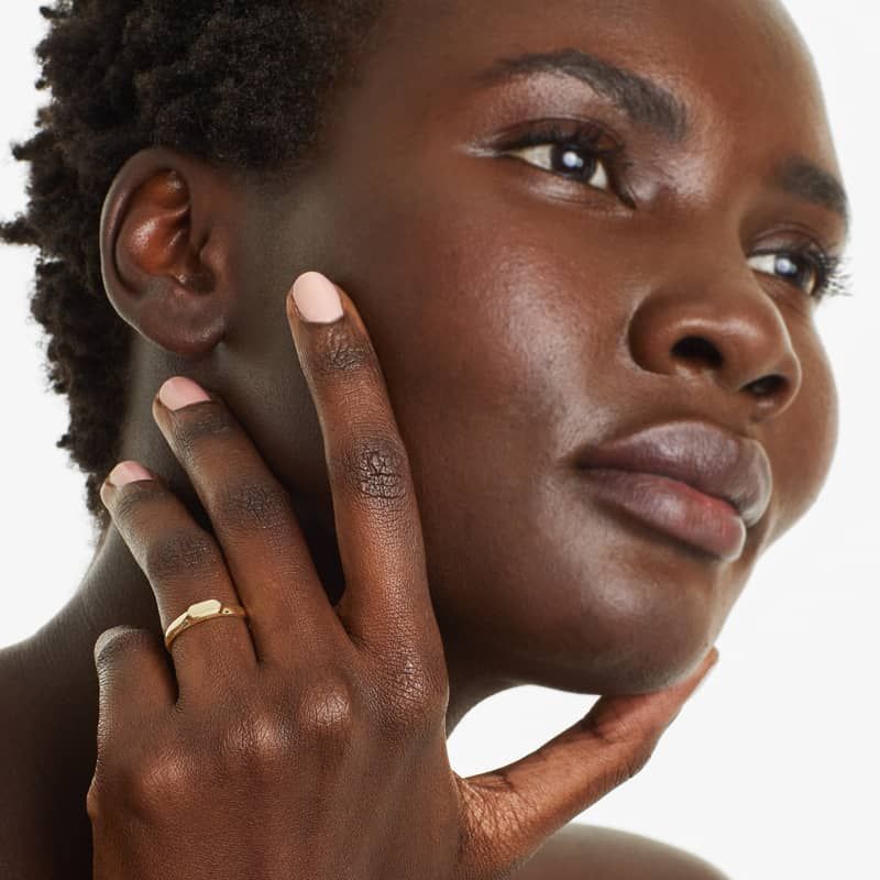 Hexagon Signet Ring In 14K Yellow Gold