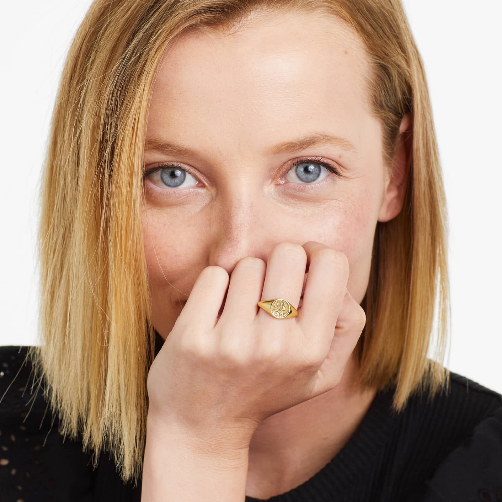 Capricorn Zodiac Signet Ring In 14K Yellow Gold