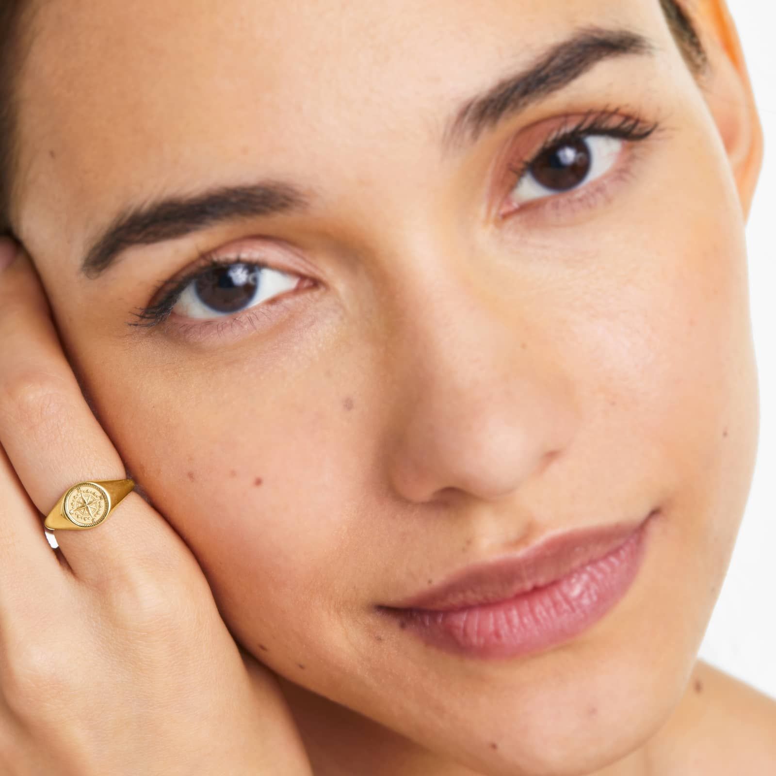 Compass Signet Ring In 14K Yellow Gold