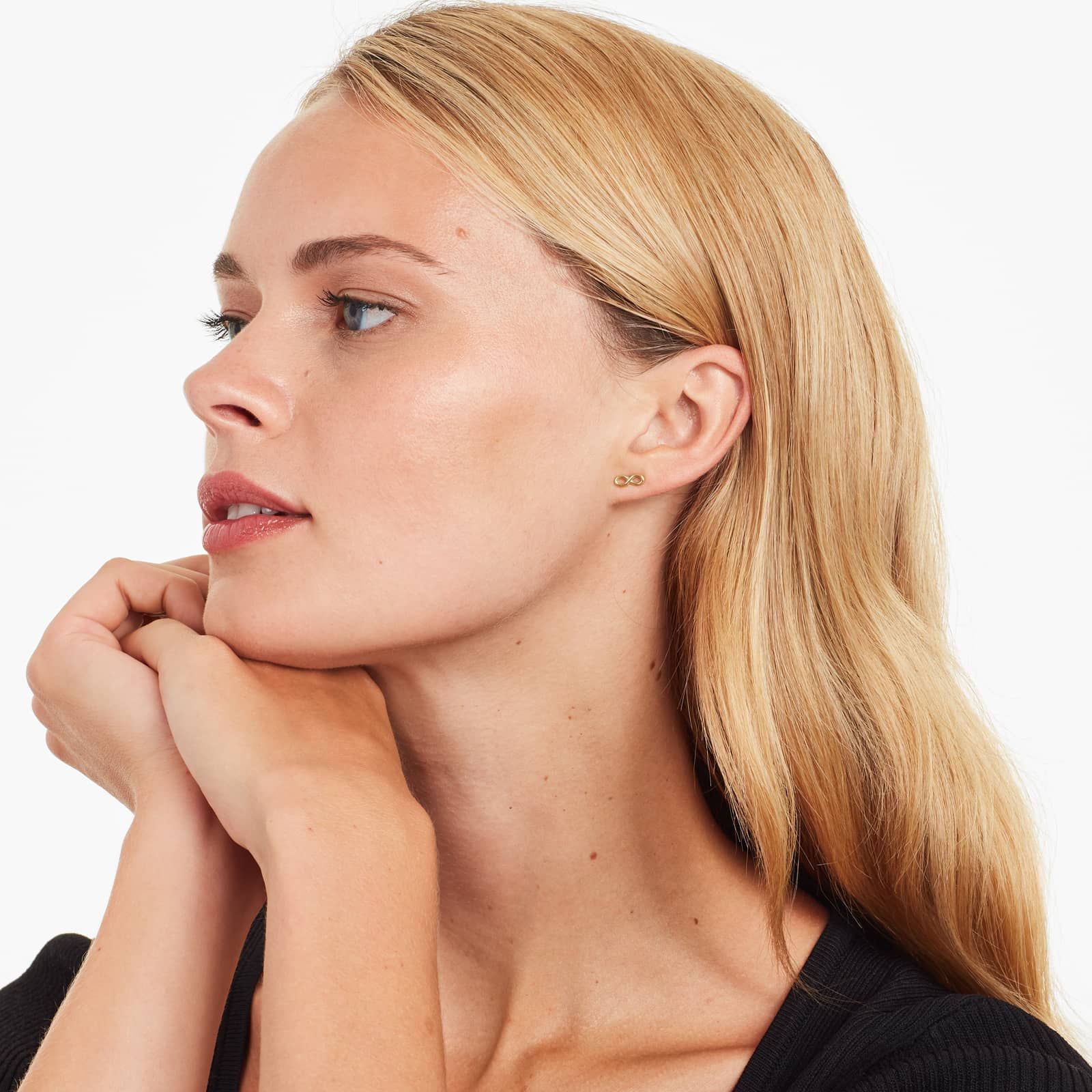 Infinity Stud Earrings In 14K Yellow Gold