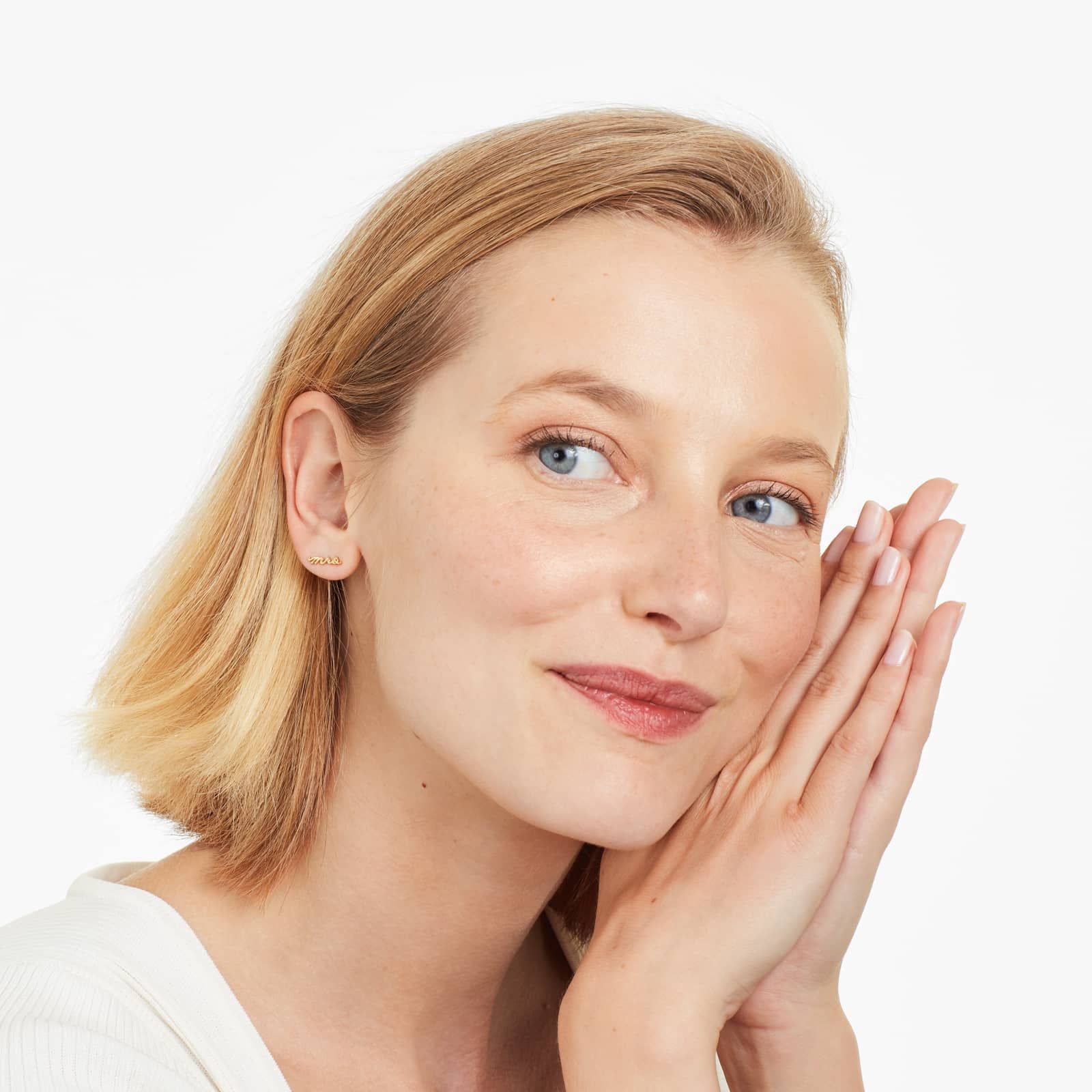 Mrs. Stud Earrings In 14K Yellow Gold