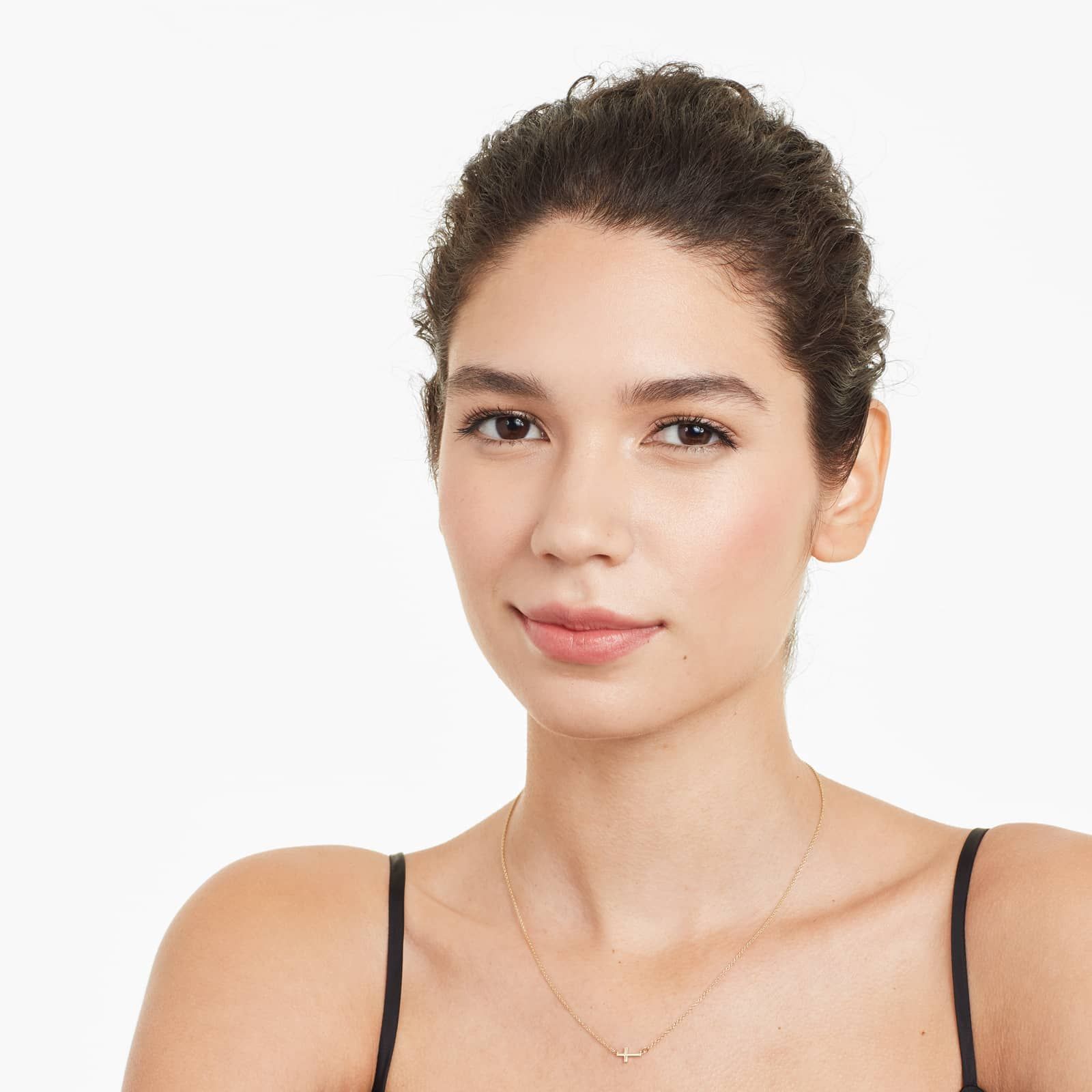 14K Yellow Gold Sideways Cross Necklace