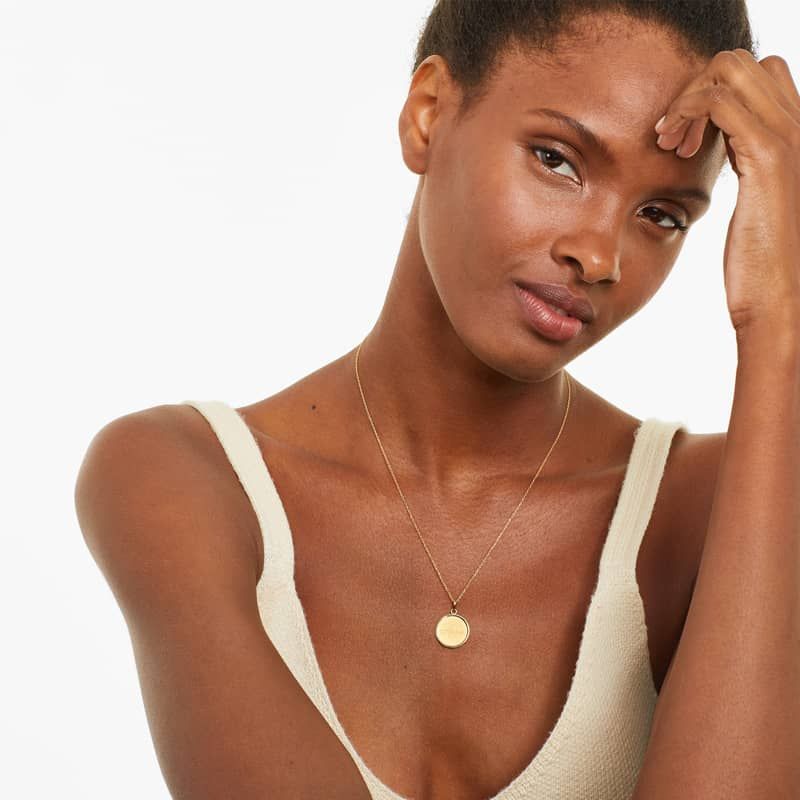 14K Yellow Gold "Hope" Engraved Medallion Necklace