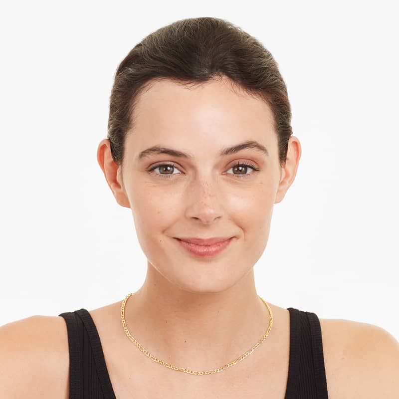 14K Yellow Gold 2.5mm Hollow Figaro Choker Necklace