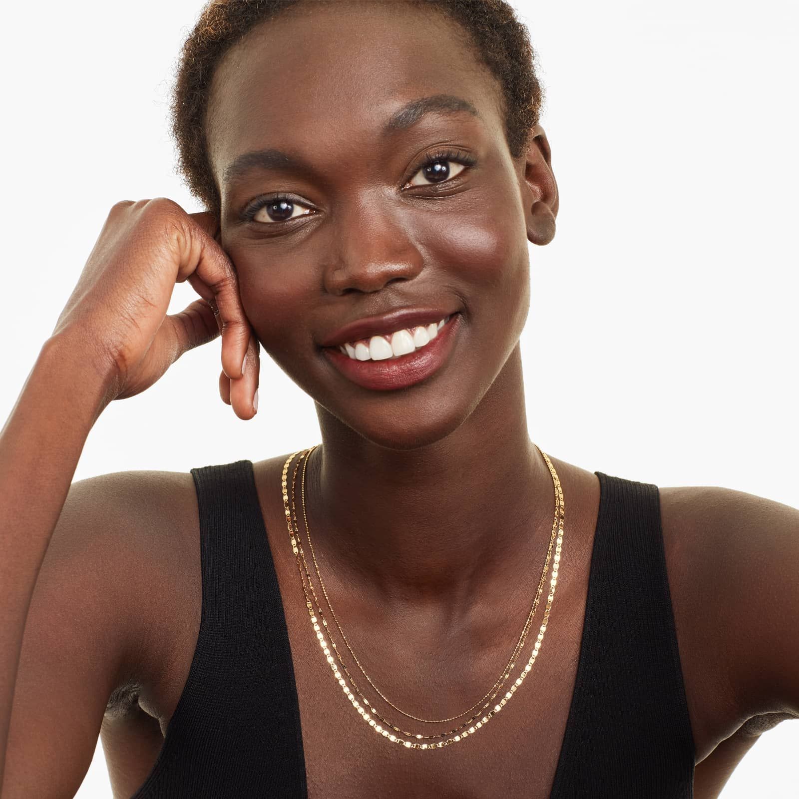 14K Yellow Gold Mixed Chain Triple Strand Necklace