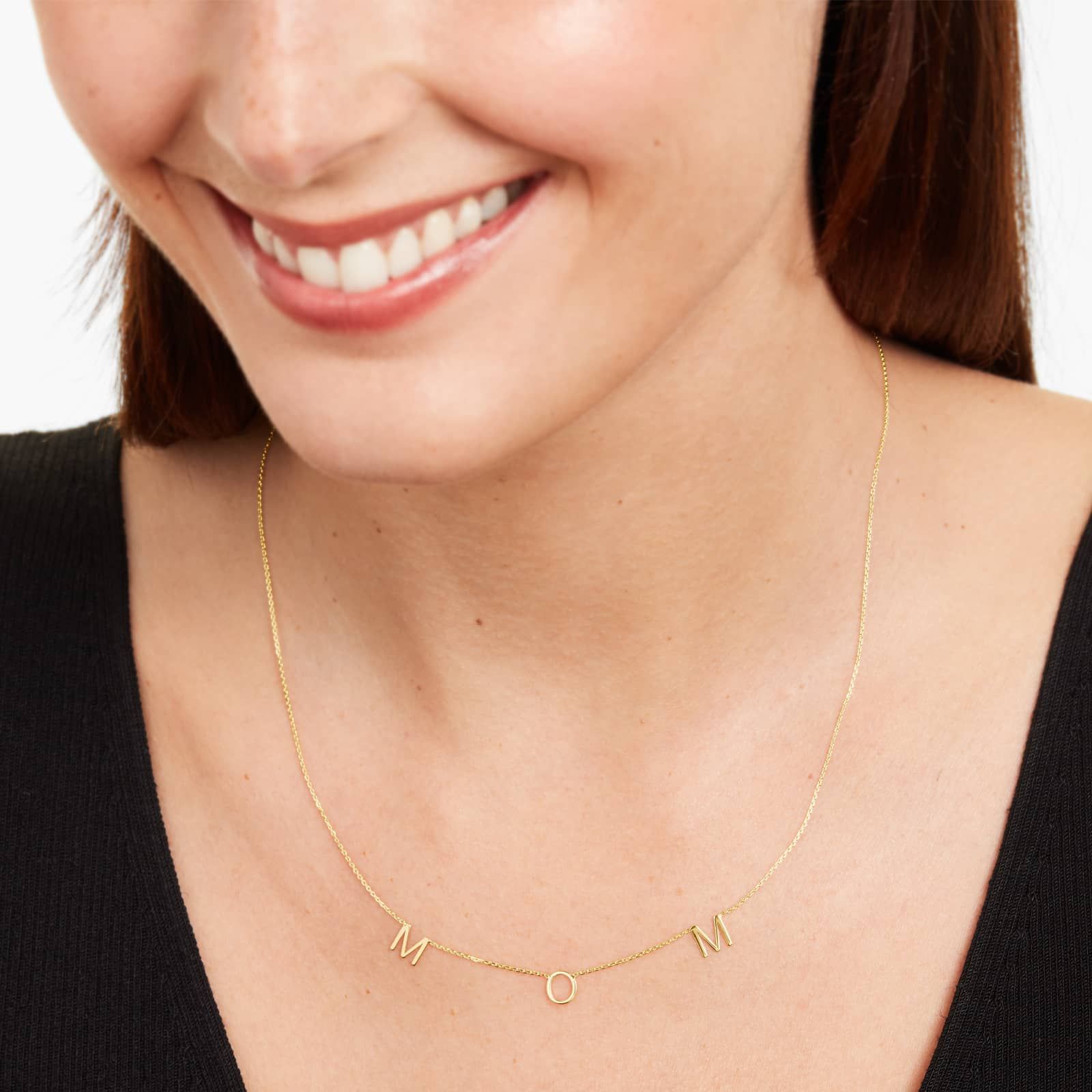 14K Yellow Gold Mom Station Necklace