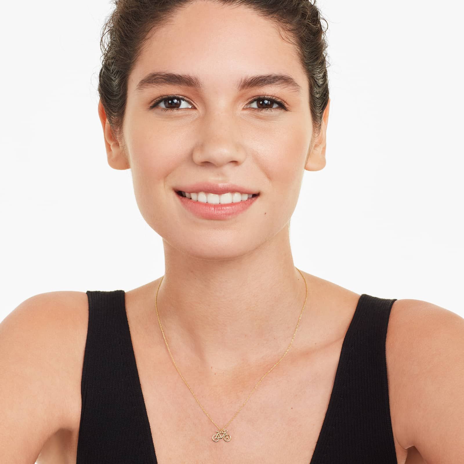 14K Yellow Gold Bicycle Necklace
