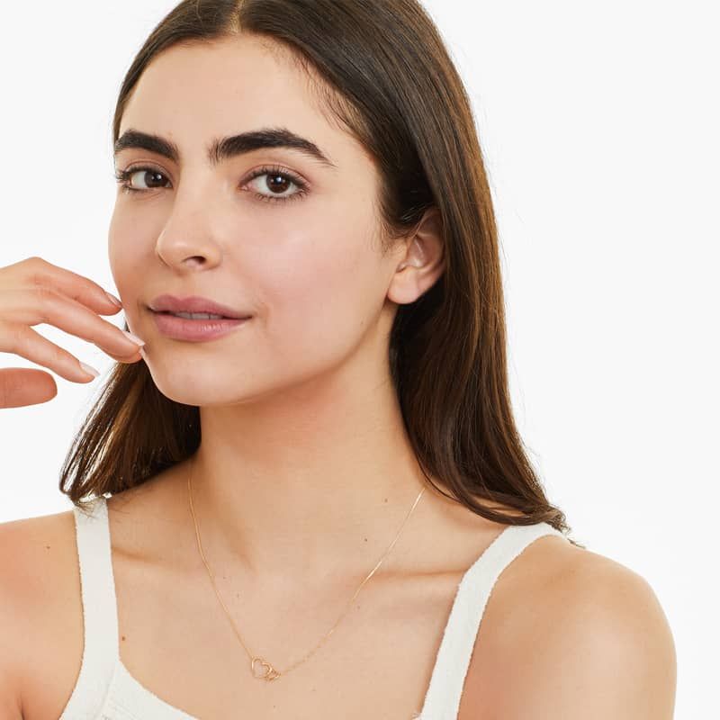 14K Yellow Gold Interlocking Hearts Necklace