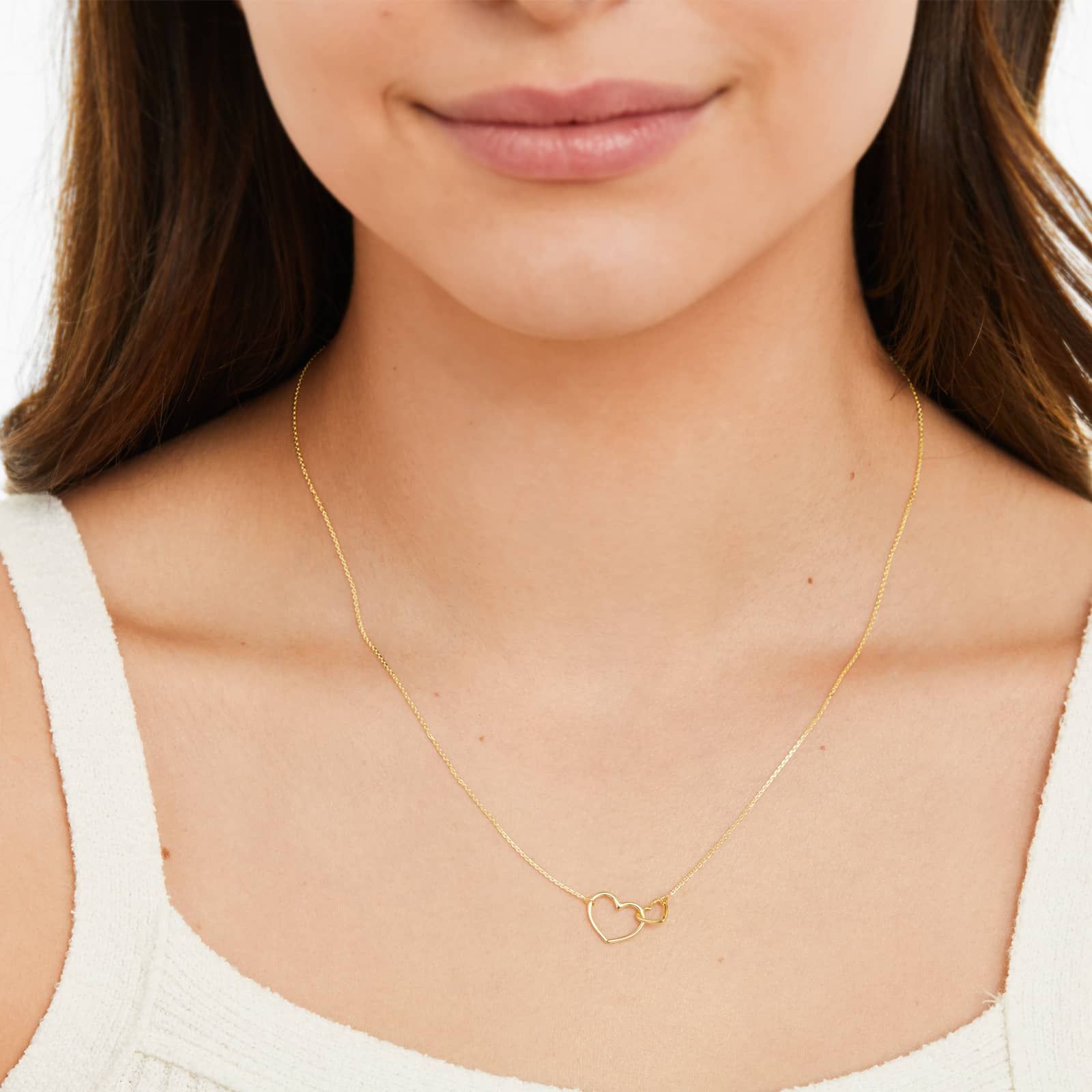 14K Yellow Gold Interlocking Hearts Necklace
