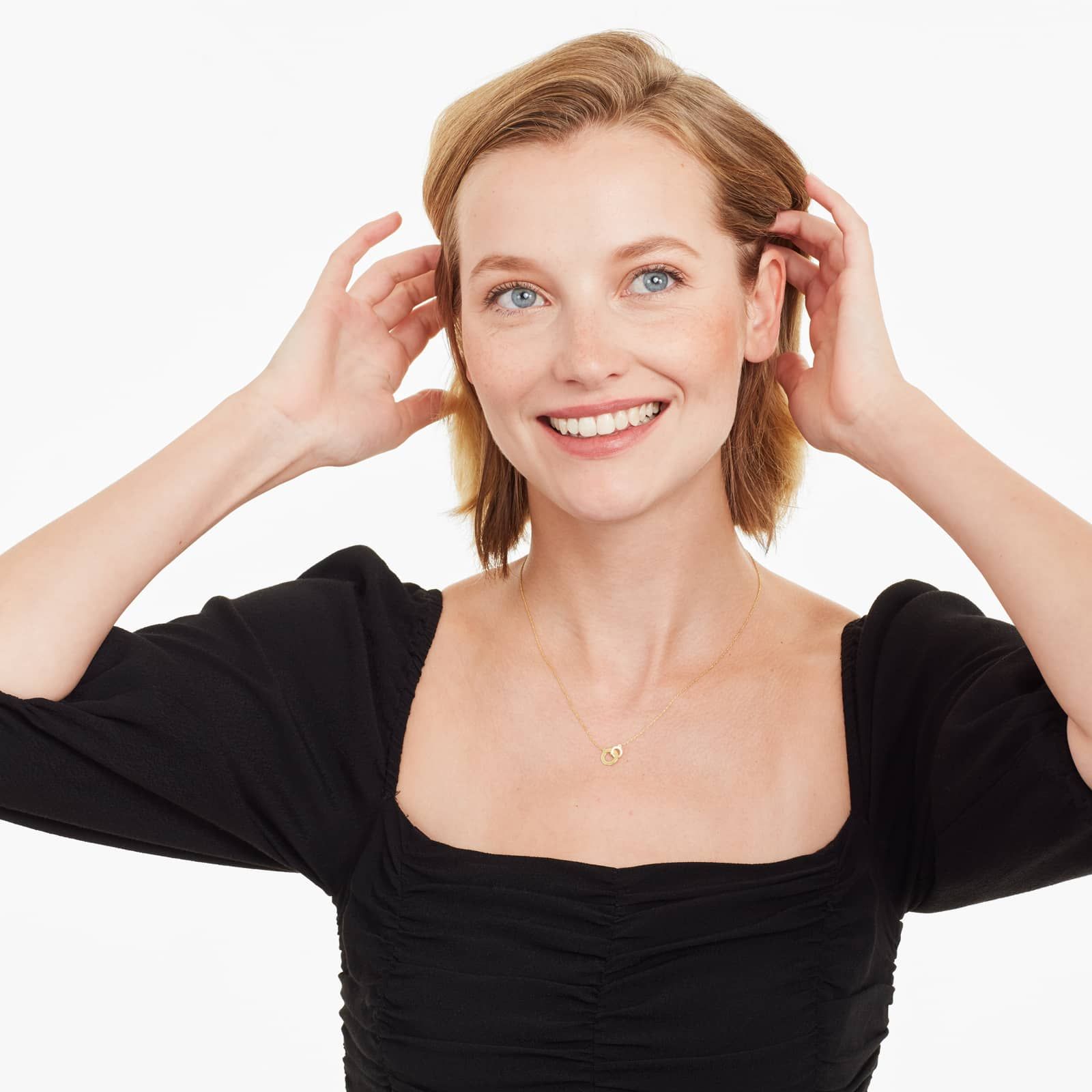 14K Yellow Gold Interlocking Disk Necklace