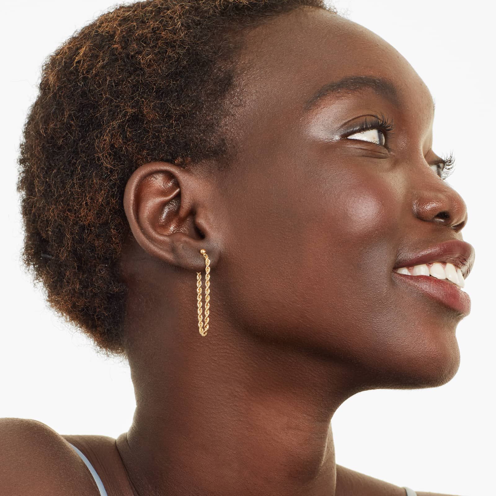 Front To Back Rope Chain Earrings In 14K Yellow Gold