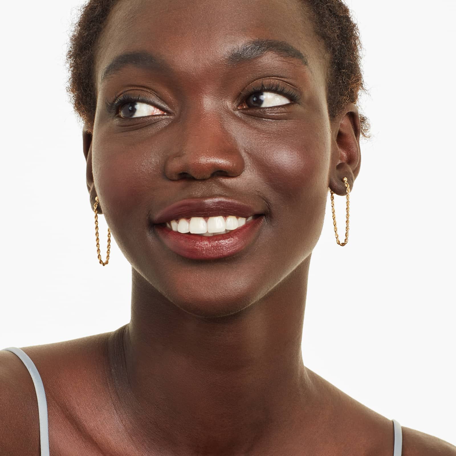 Front To Back Rope Chain Earrings In 14K Yellow Gold