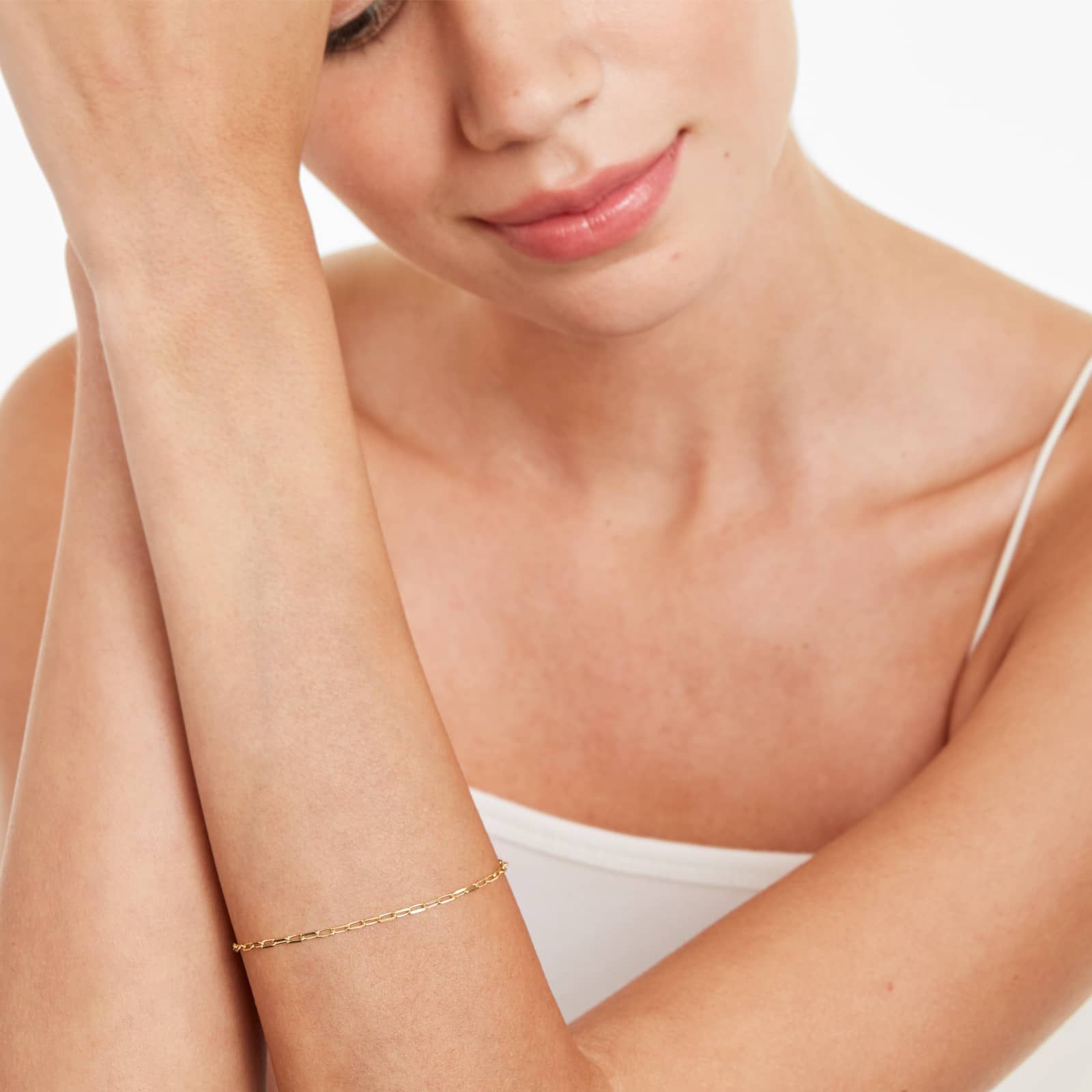 Paperclip Chain Bracelet In 14K Yellow Gold