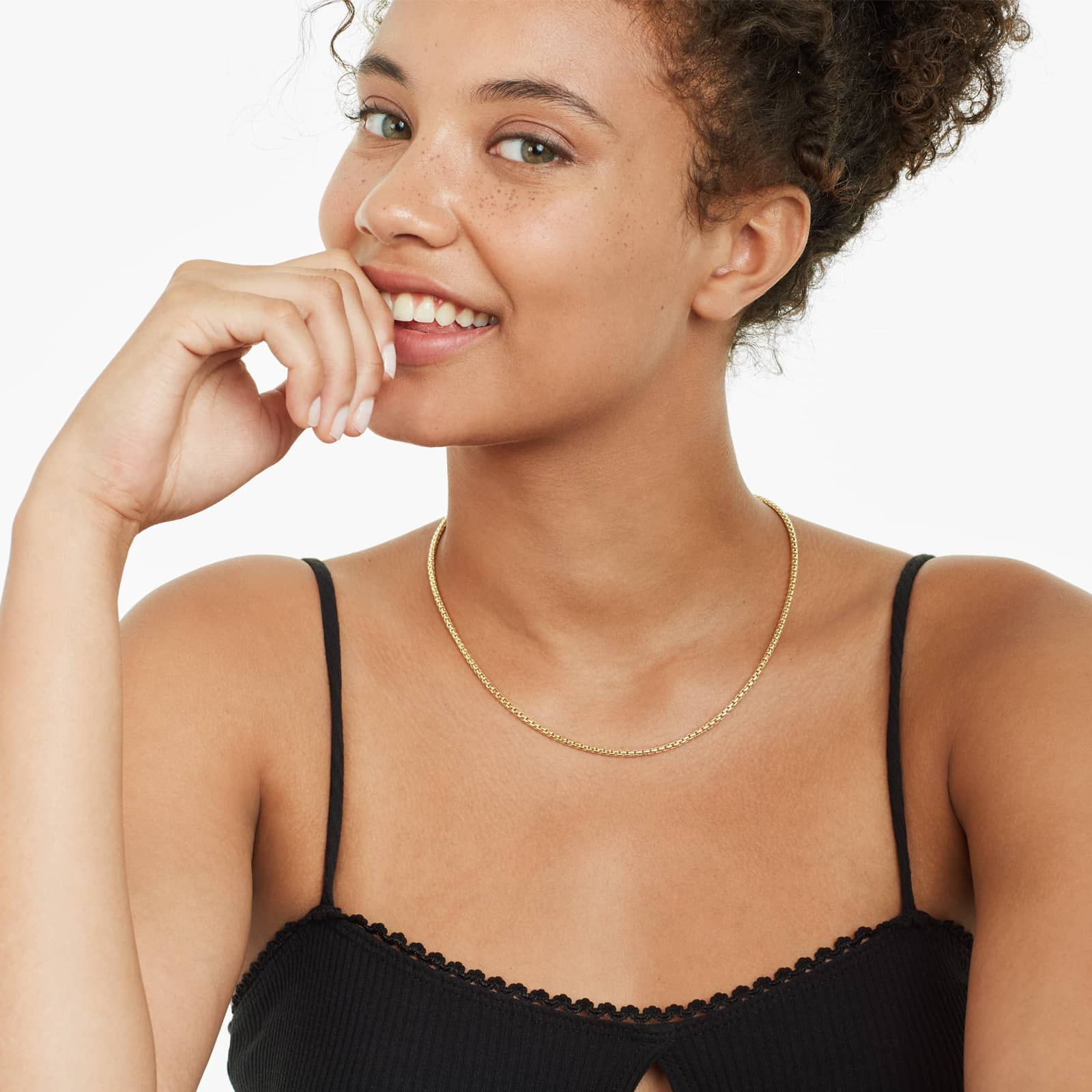 14K Yellow Gold 2.6mm Solid Round Box Chain Necklace