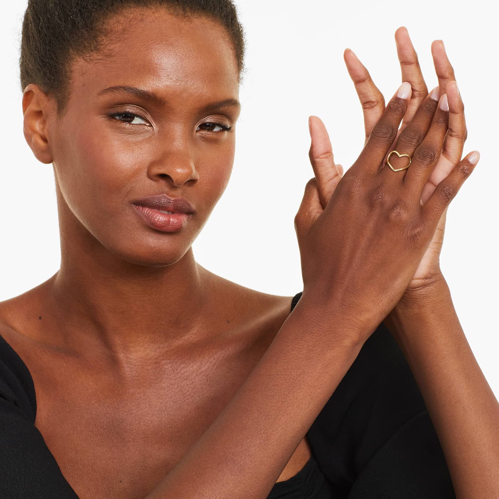 Open Heart Ring In 14K Yellow Gold