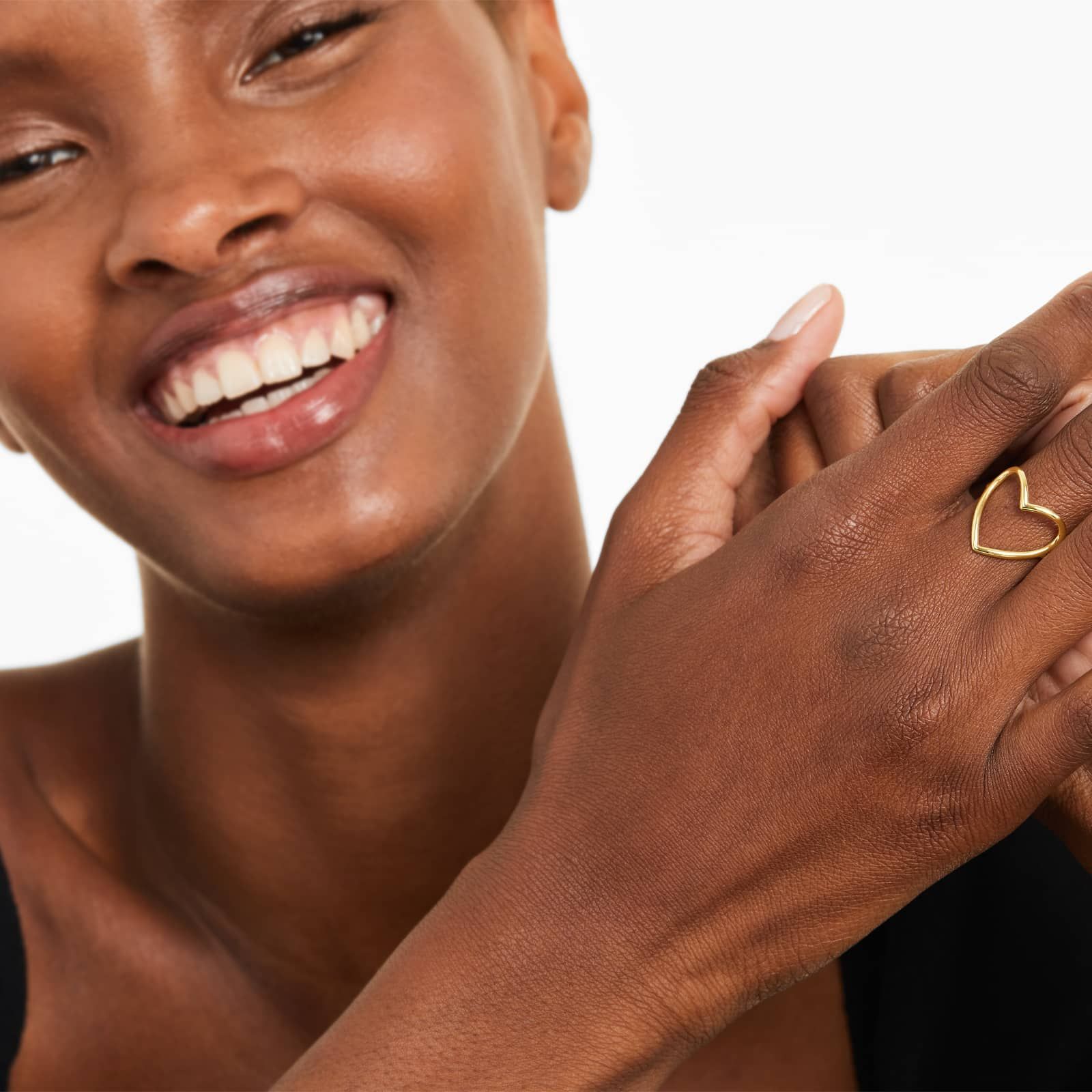 Open Heart Ring In 14K Yellow Gold