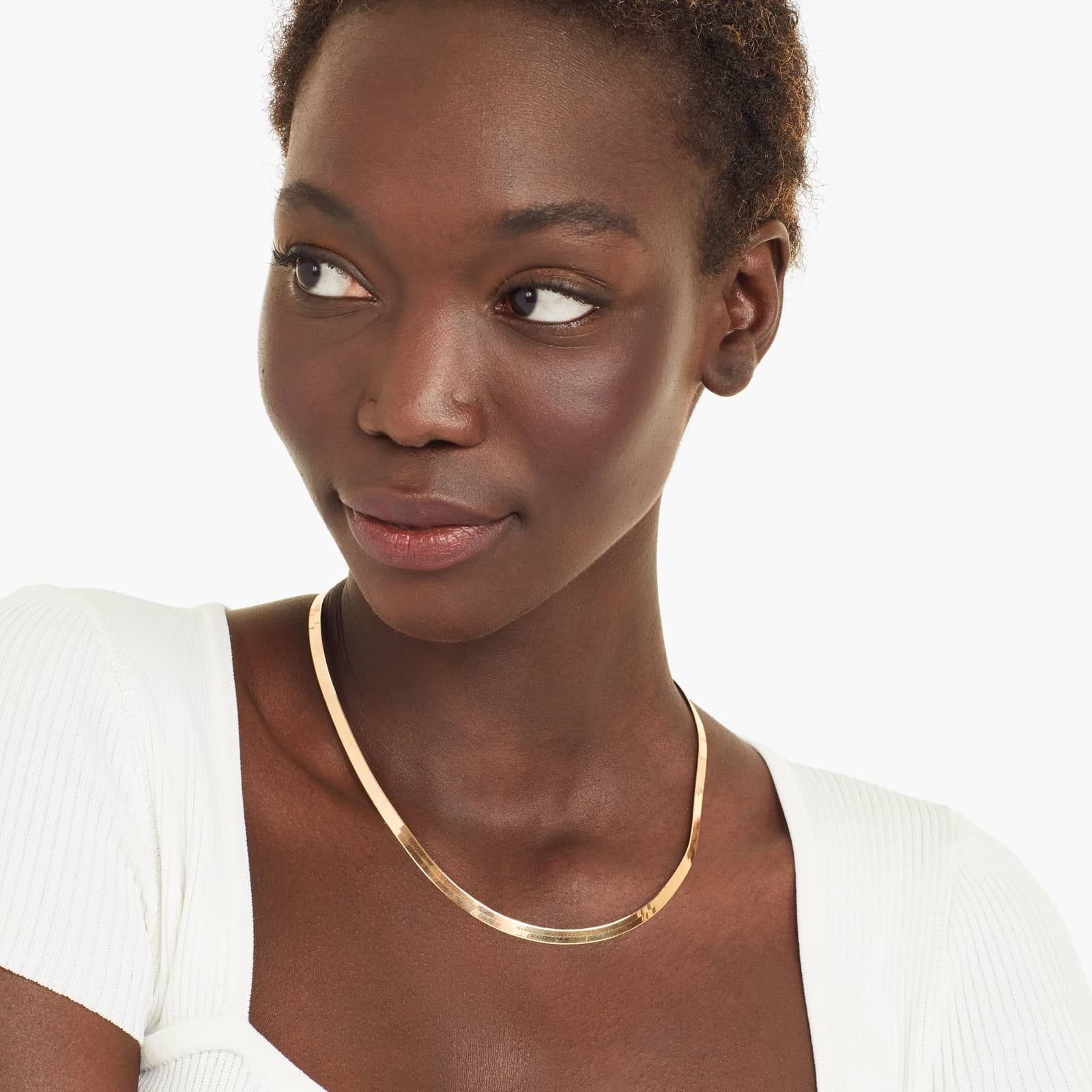 14K Yellow Gold 5.1mm Herringbone Chain Necklace