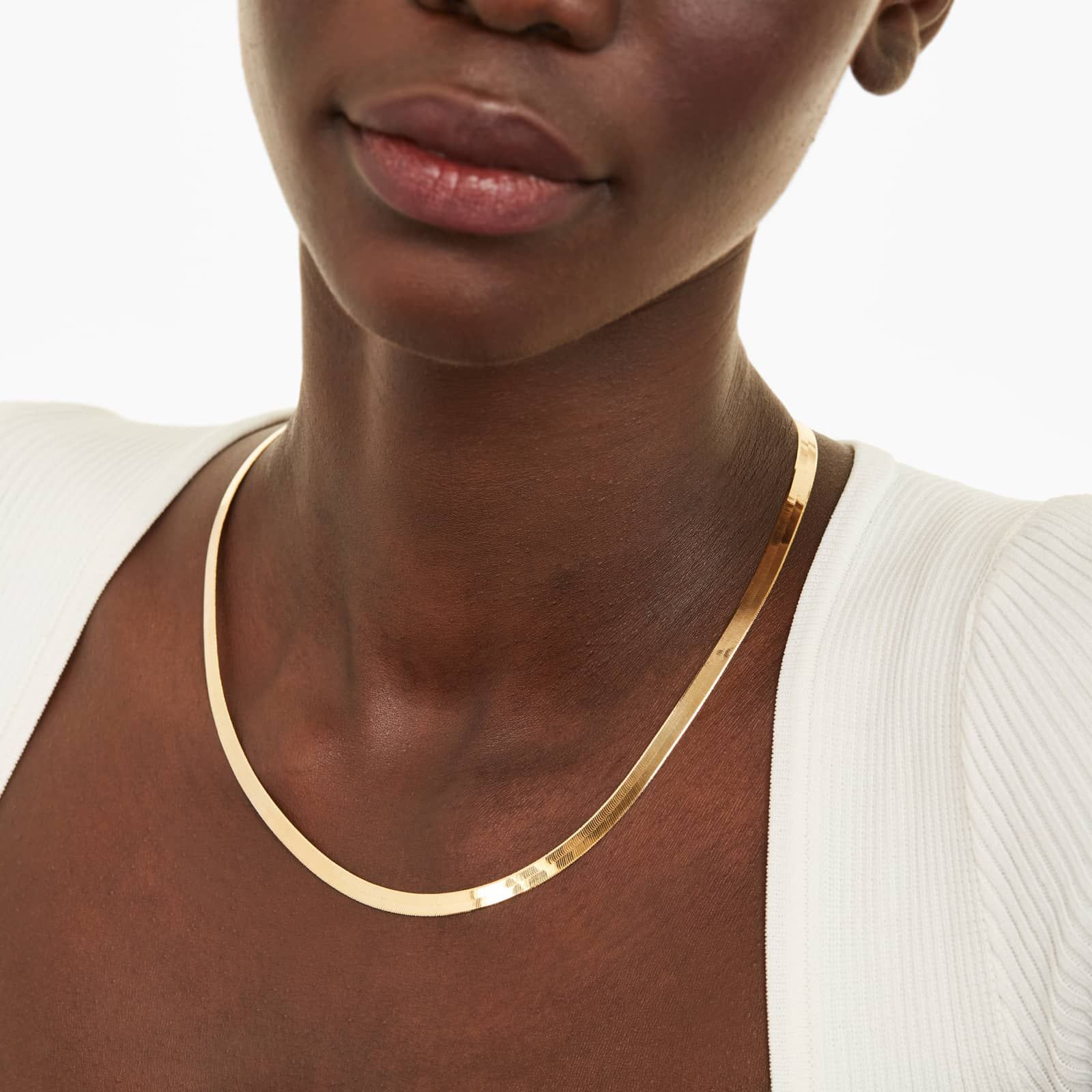 14K Yellow Gold 5.1mm Herringbone Chain Necklace