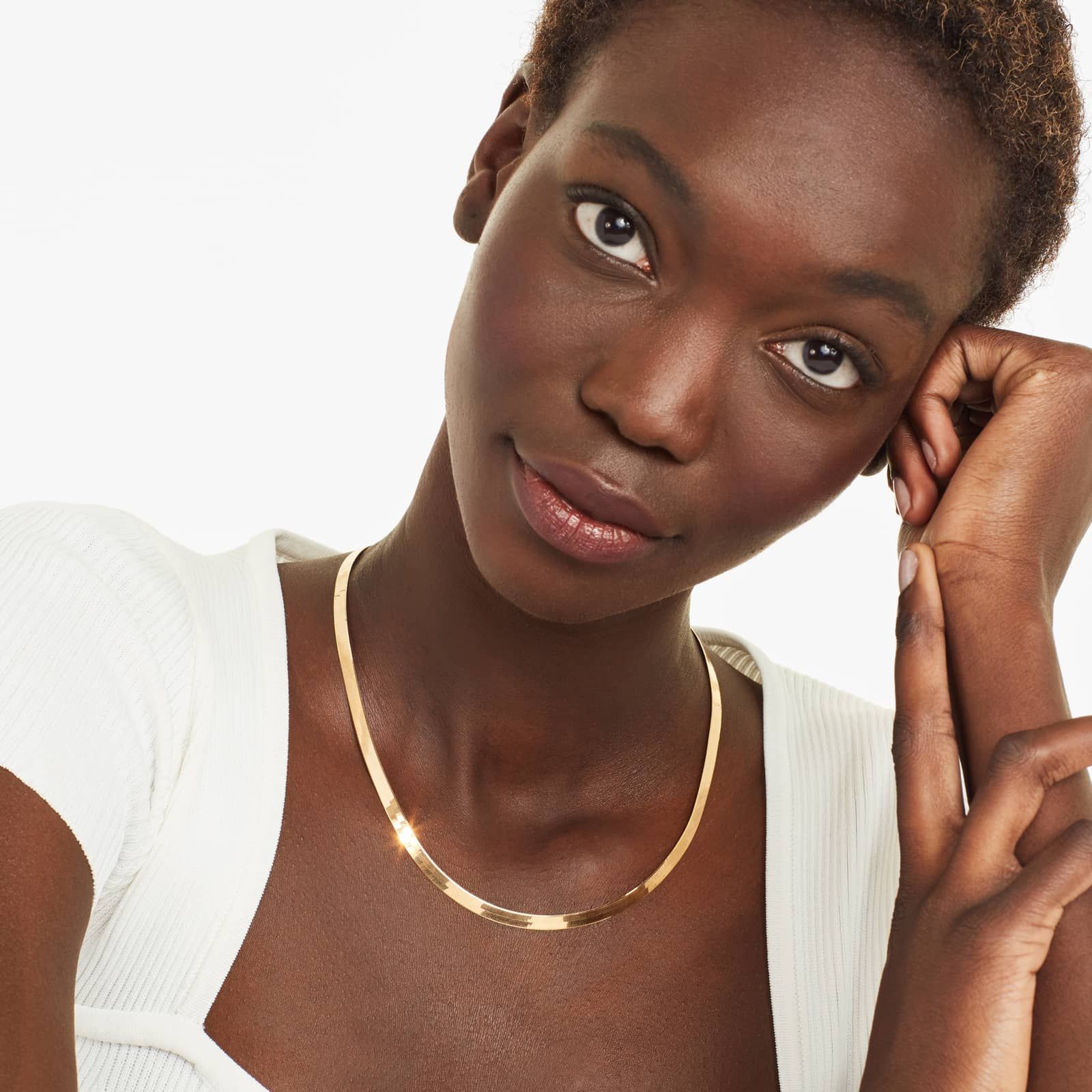 14K Yellow Gold 5.1mm Herringbone Chain Necklace