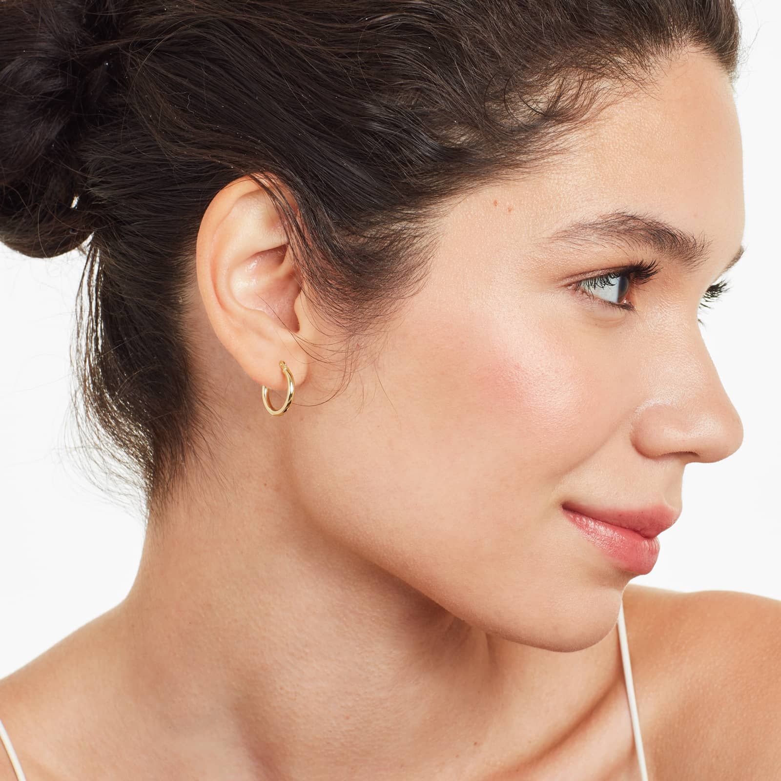 Standard Tube Hoop Earrings In 14K Yellow Gold