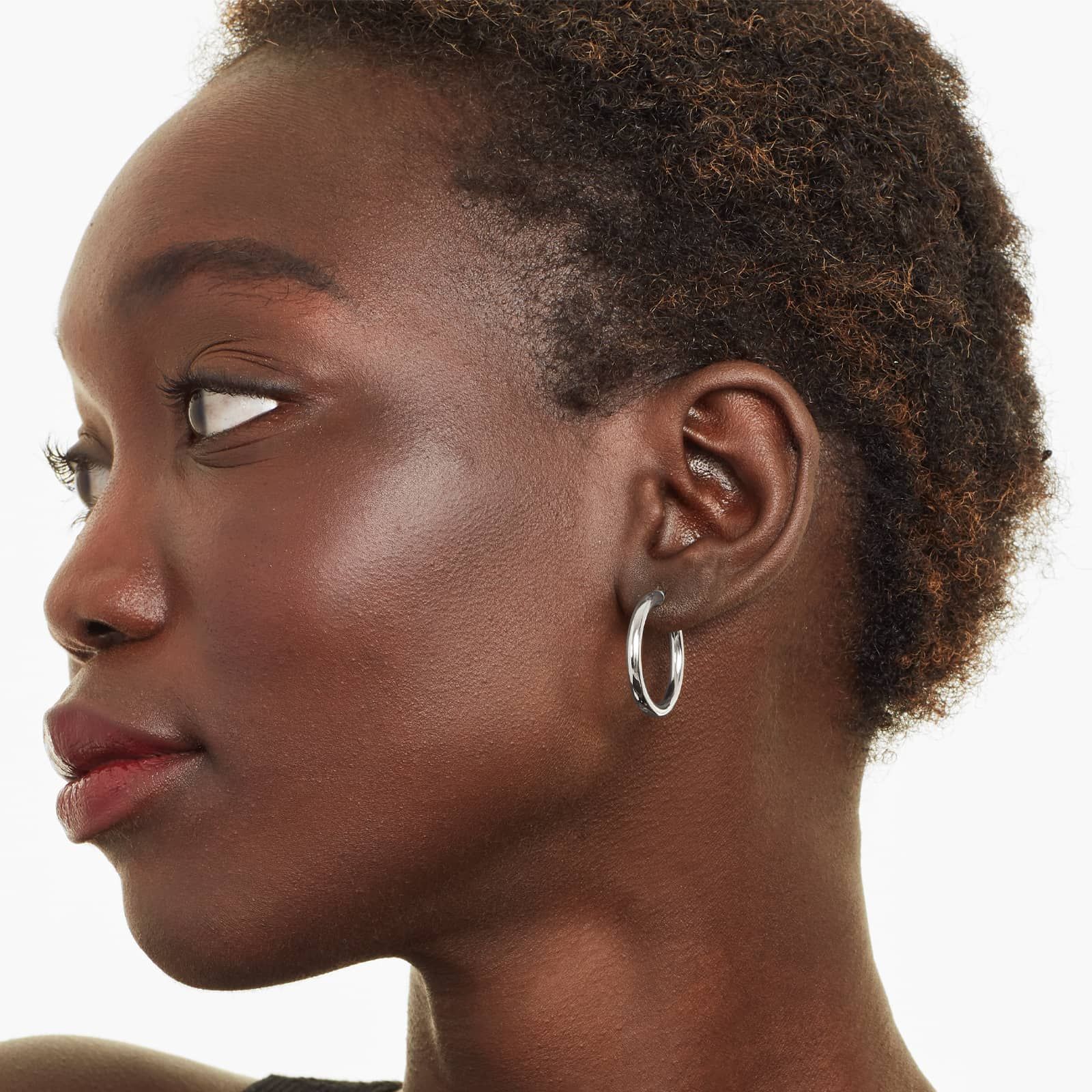 Bold Tube Hoop Earrings In 14K White Gold